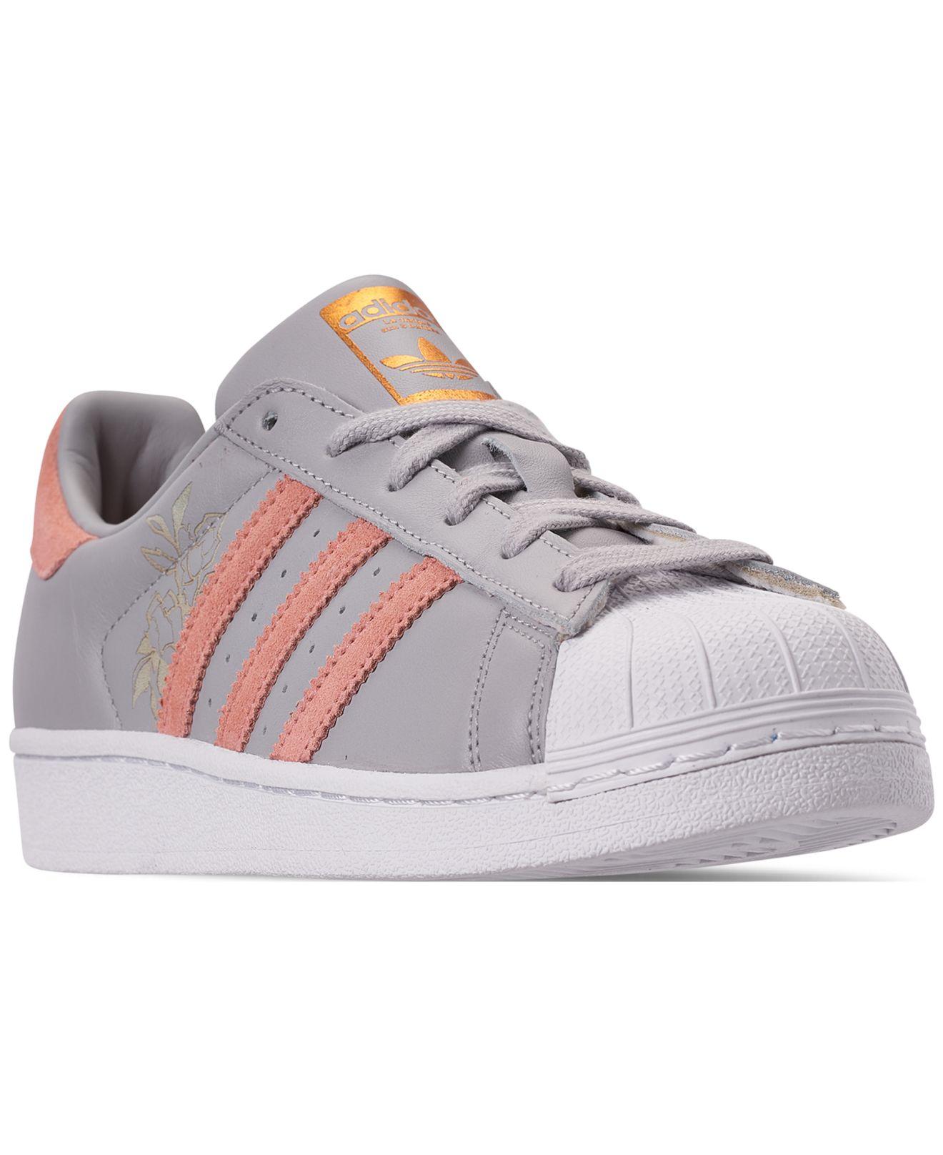 adidas superstars white grey pink