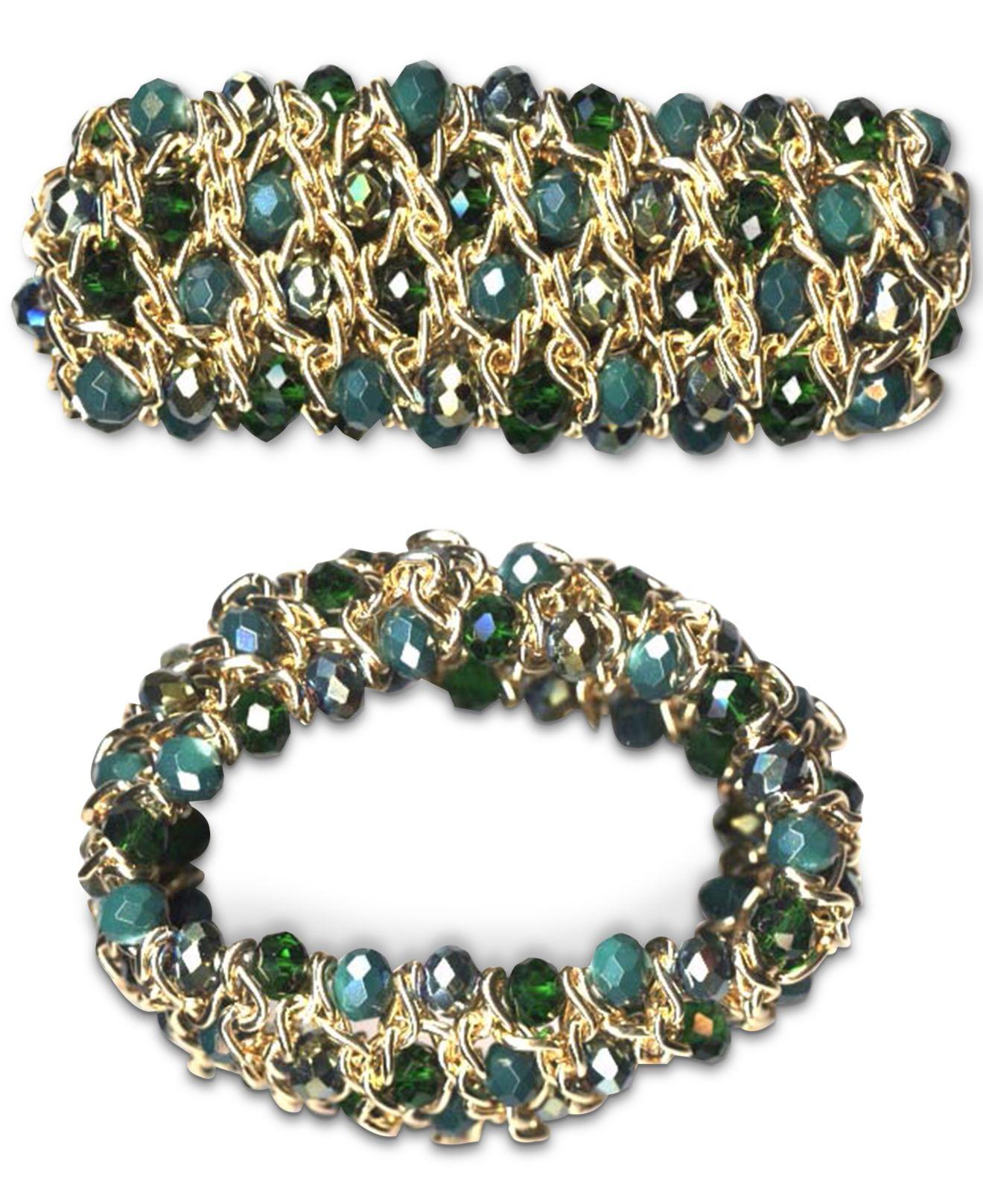 Style & Co. Gold-tone Beaded Stretch Bracelet, Created For Macy's in ...