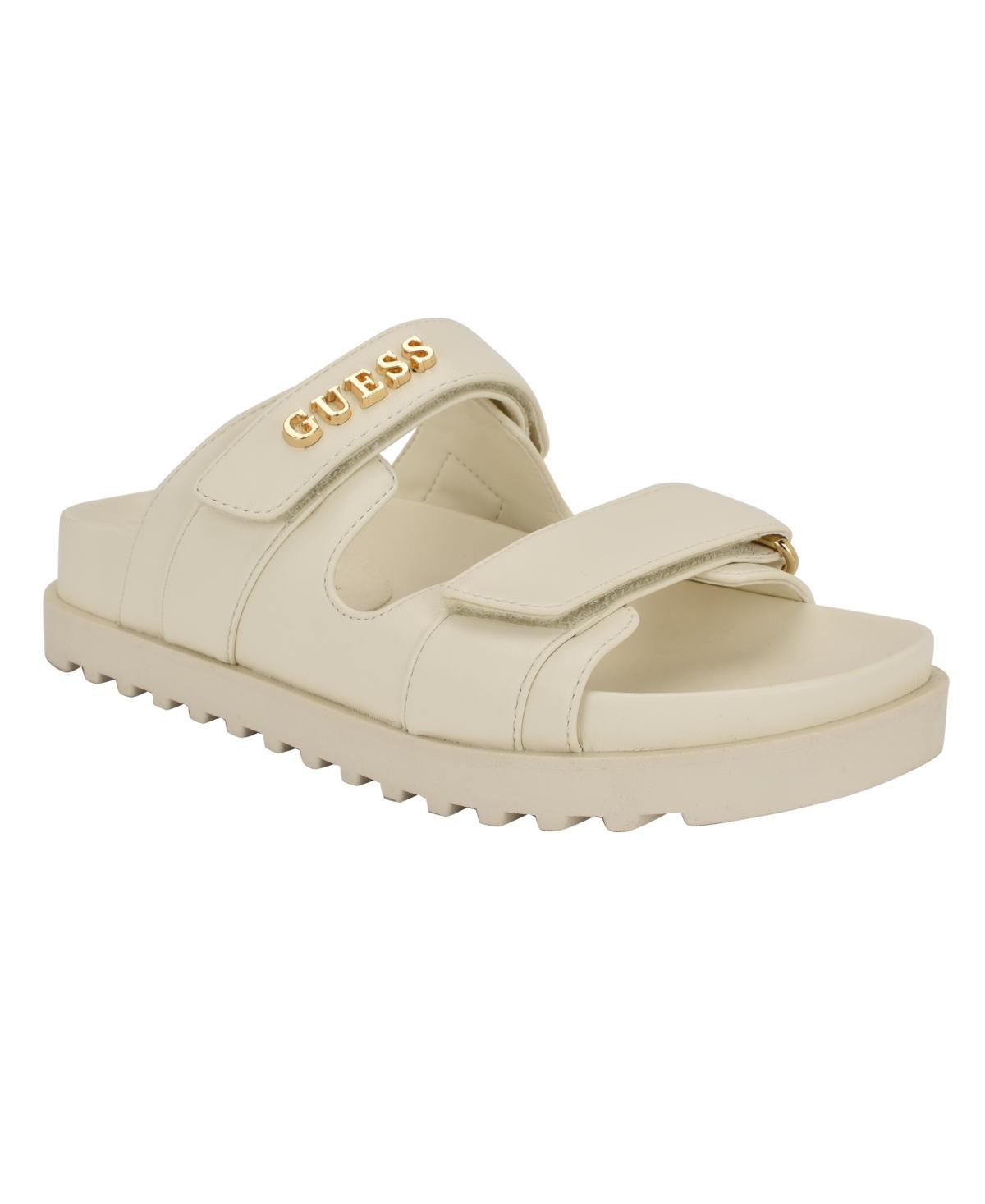Guess Fabulon Two Strap Sporty Footbed Sandals in White | Lyst