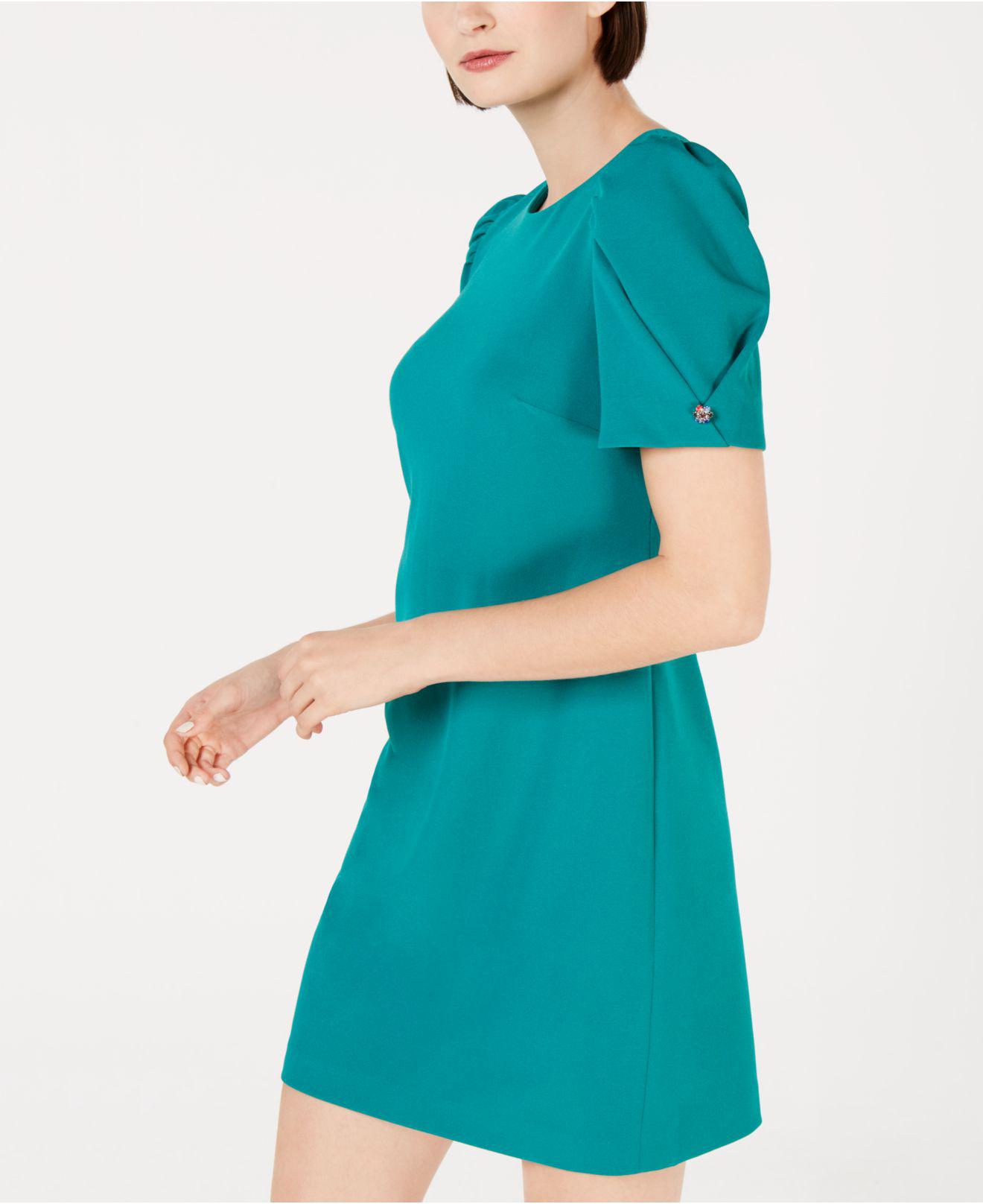 calvin klein embellished puff sleeve dress