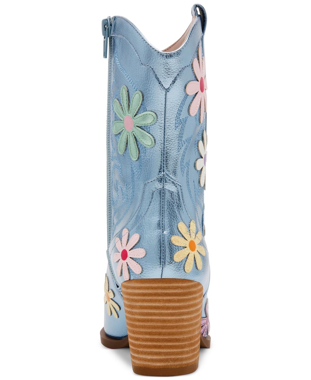 Betsey Johnson Teddy Daisy Western Booties in Blue Lyst