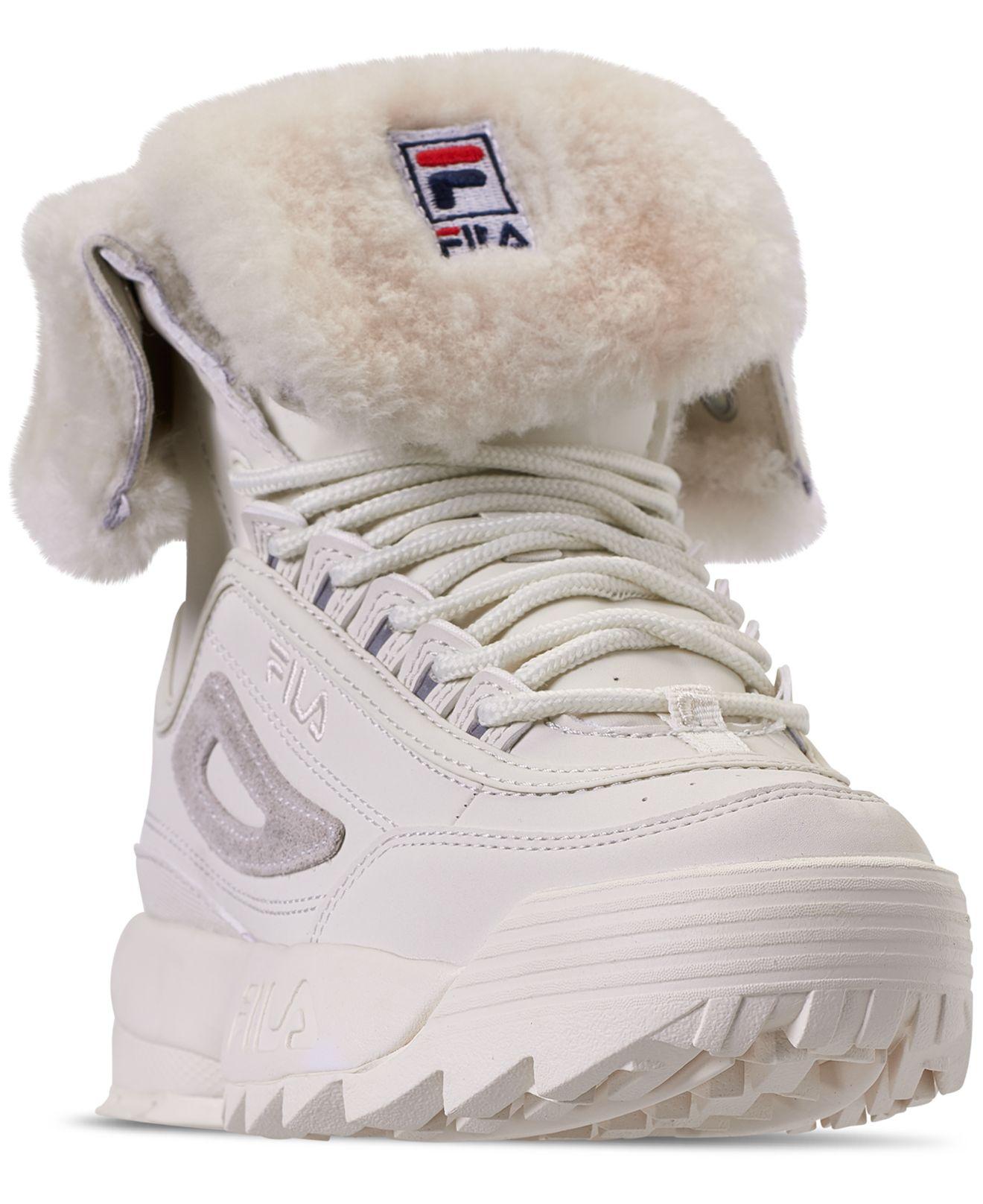 fila disruptor shearling boots olive