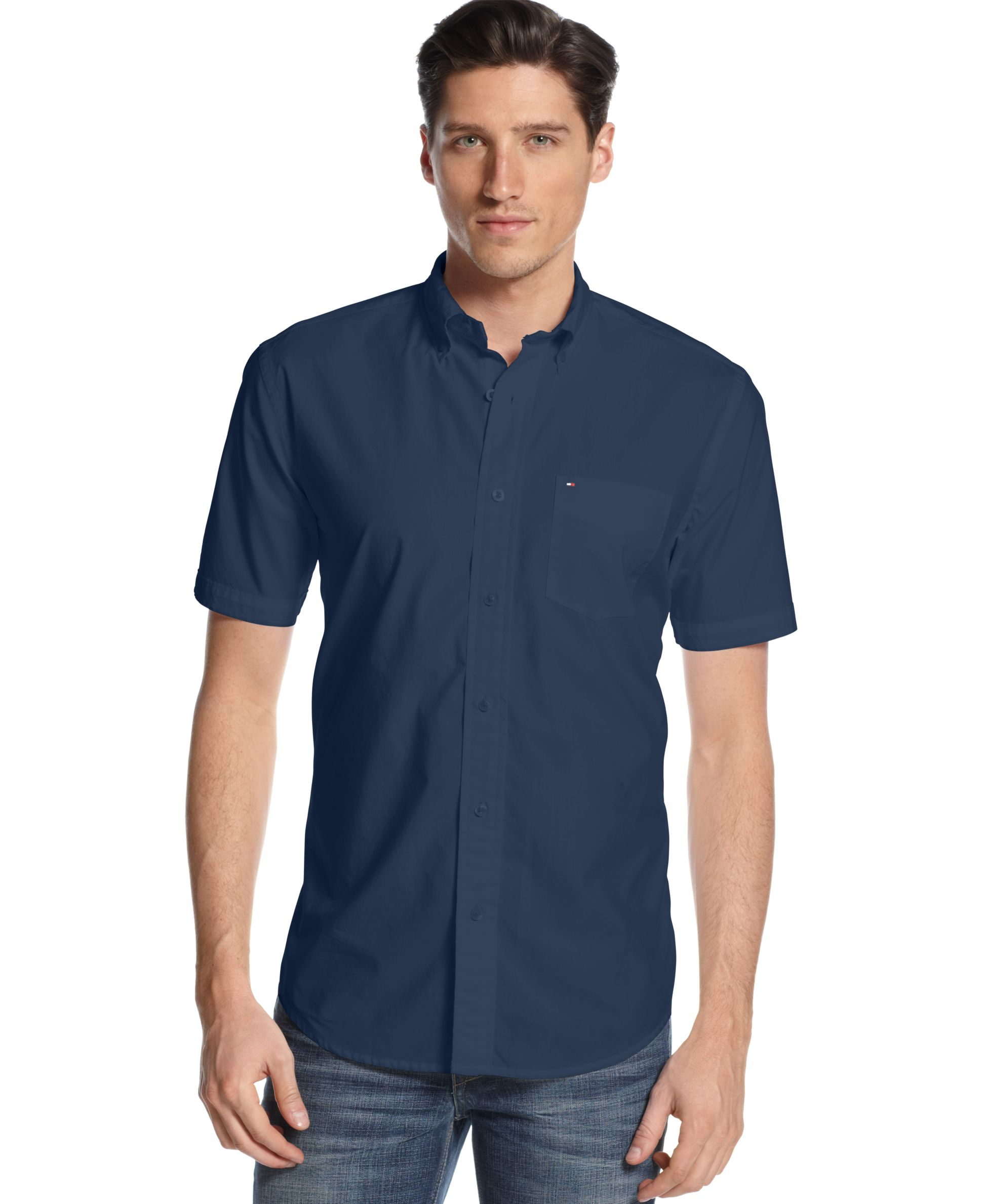 Tommy hilfiger Men's Maxwell Short-sleeve Button-down Shirt in Blue for ...