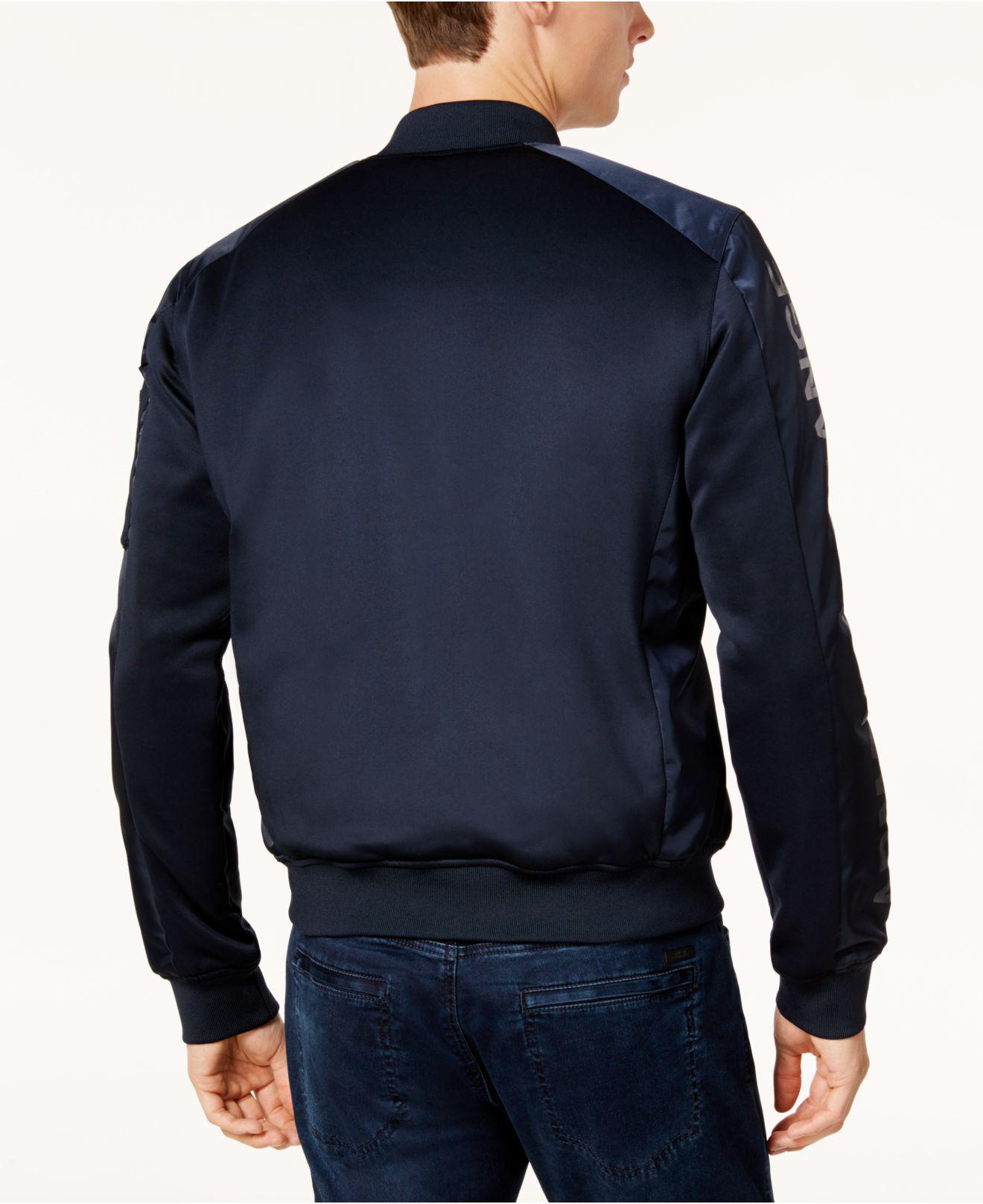Armani Exchange Men's Satin Bomber Jacket in Navy (Blue) for Men Lyst