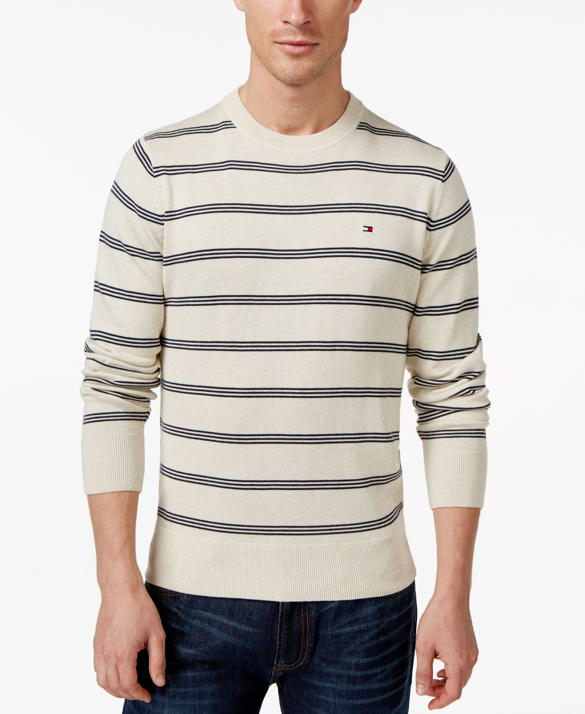 Lyst - Tommy Hilfiger Men's Signature Crew-neck Striped Sweater in ...