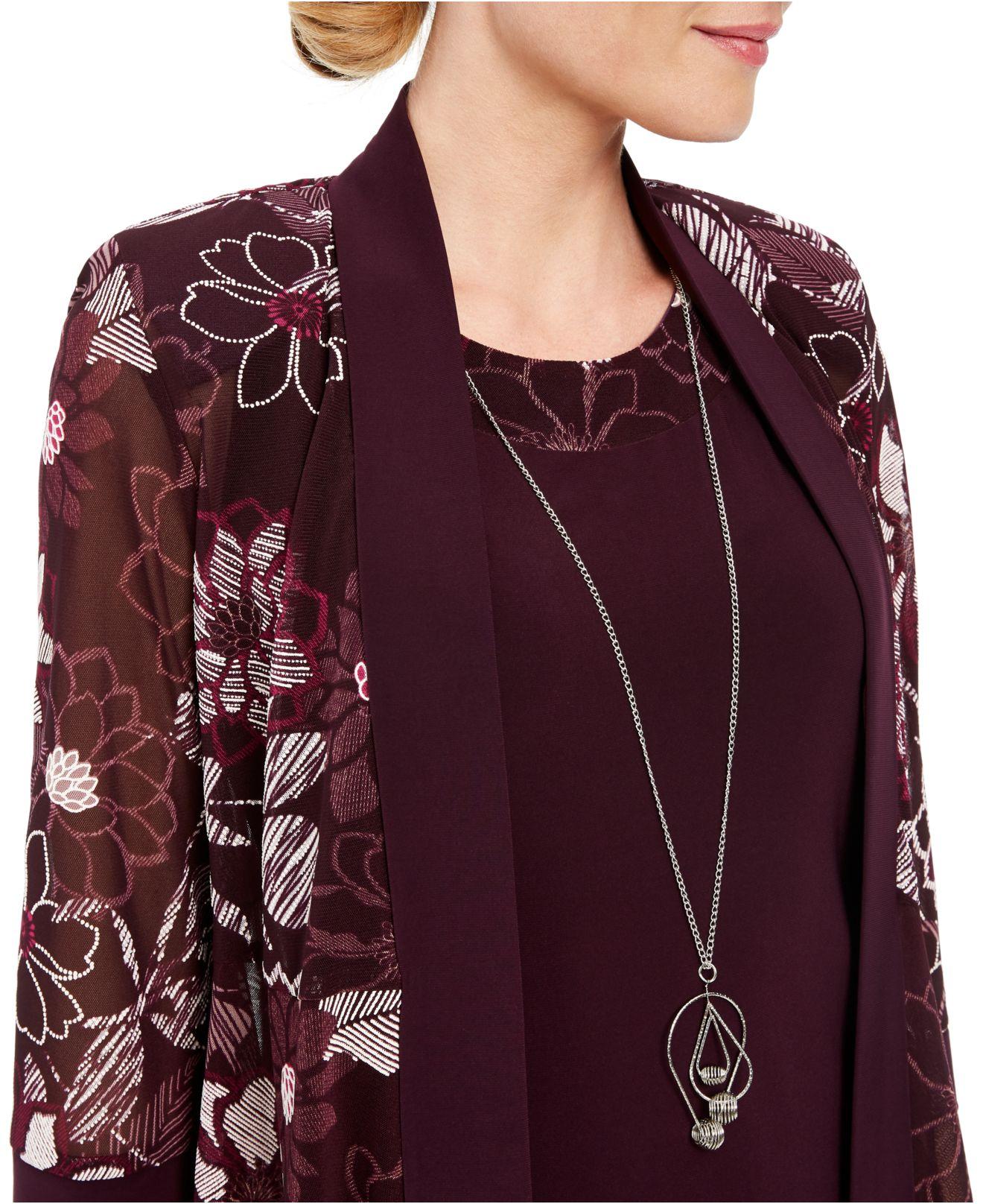 R & M Richards Synthetic Petite Necklace Dress & Floral-print Jacket in ...