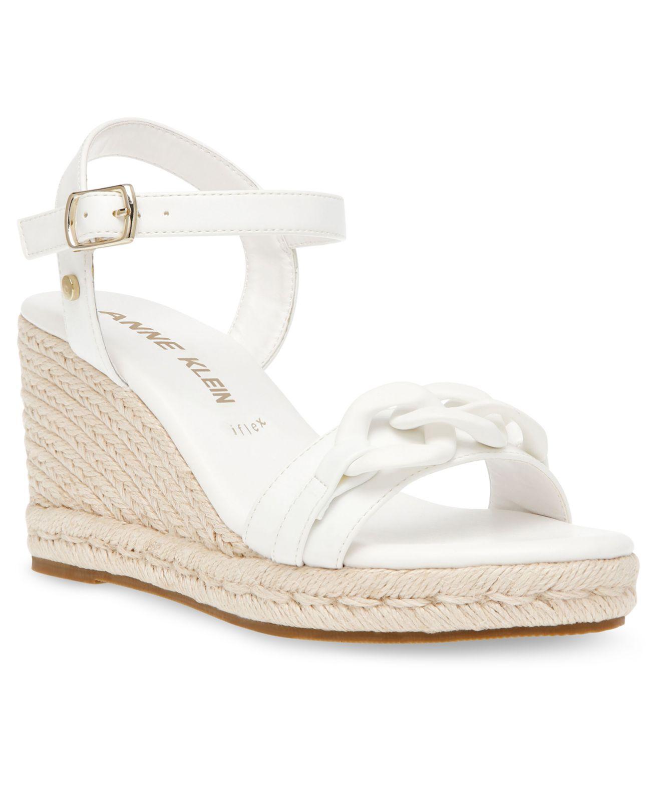 Anne Klein Marina Wedge Sandal in White | Lyst