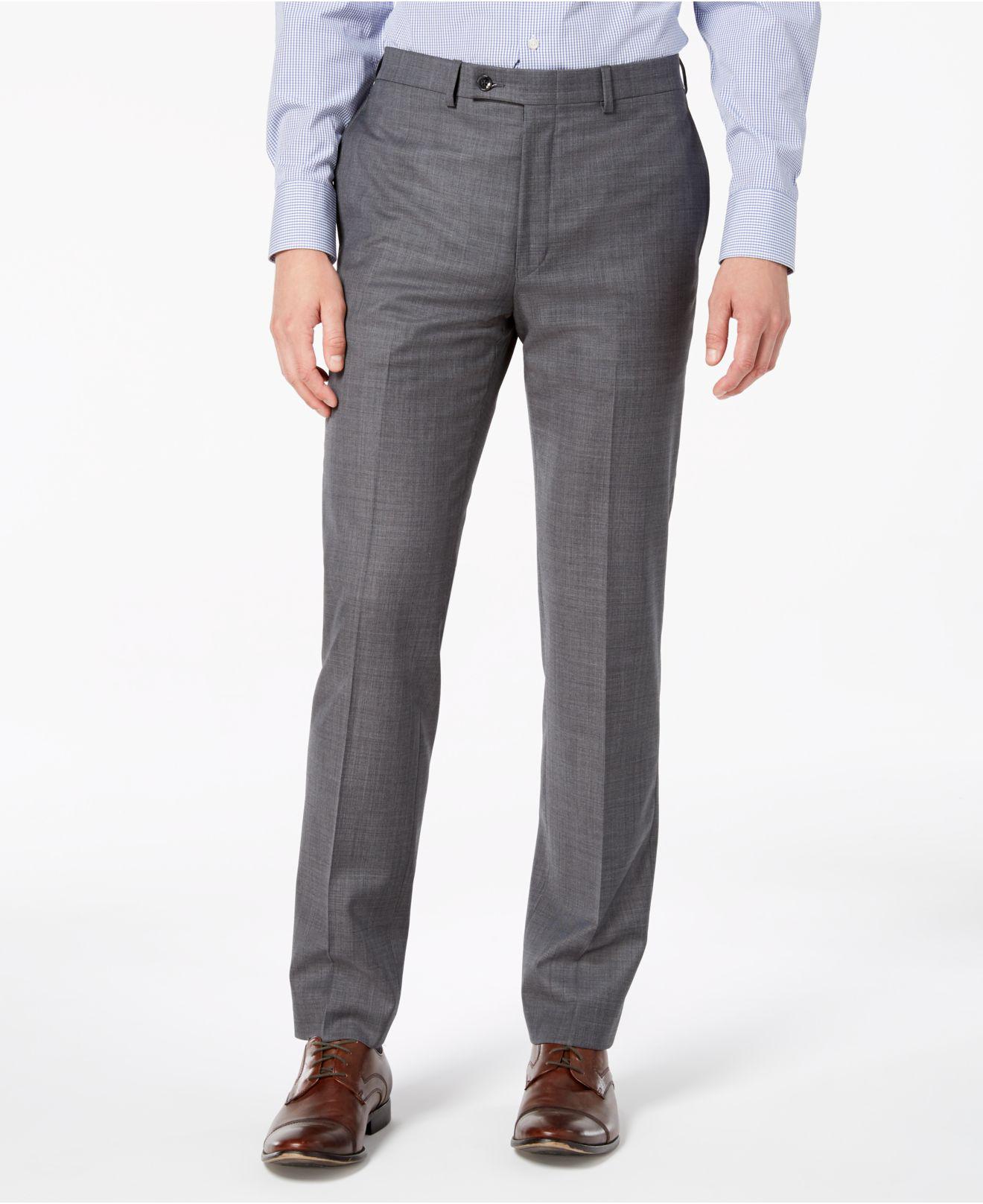 Calvin Klein Synthetic X-fit Slim-fit Stretch Gray Sharkskin Suit Pants ...