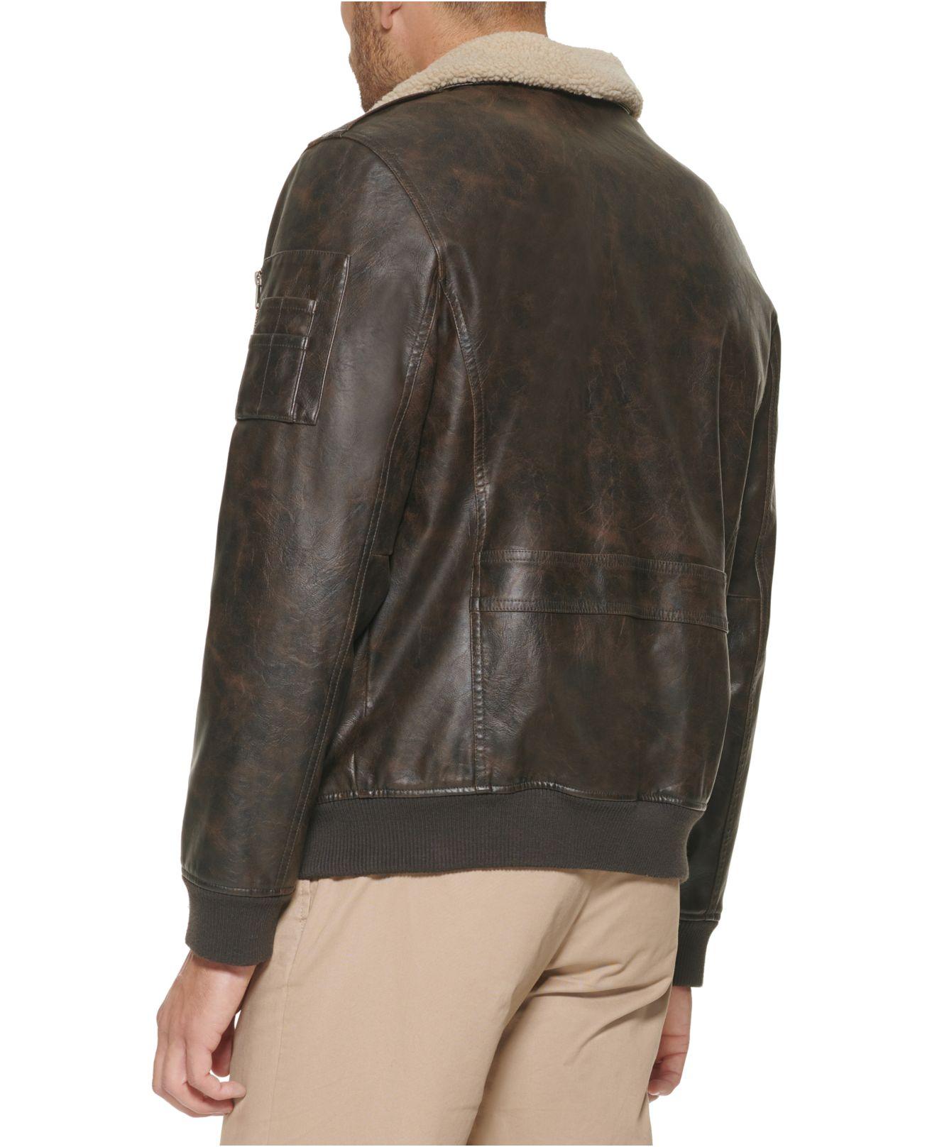 Tommy Hilfiger Faux Leather Aviator Bomber Jacket, Created For Macy's in  Brown for Men | Lyst