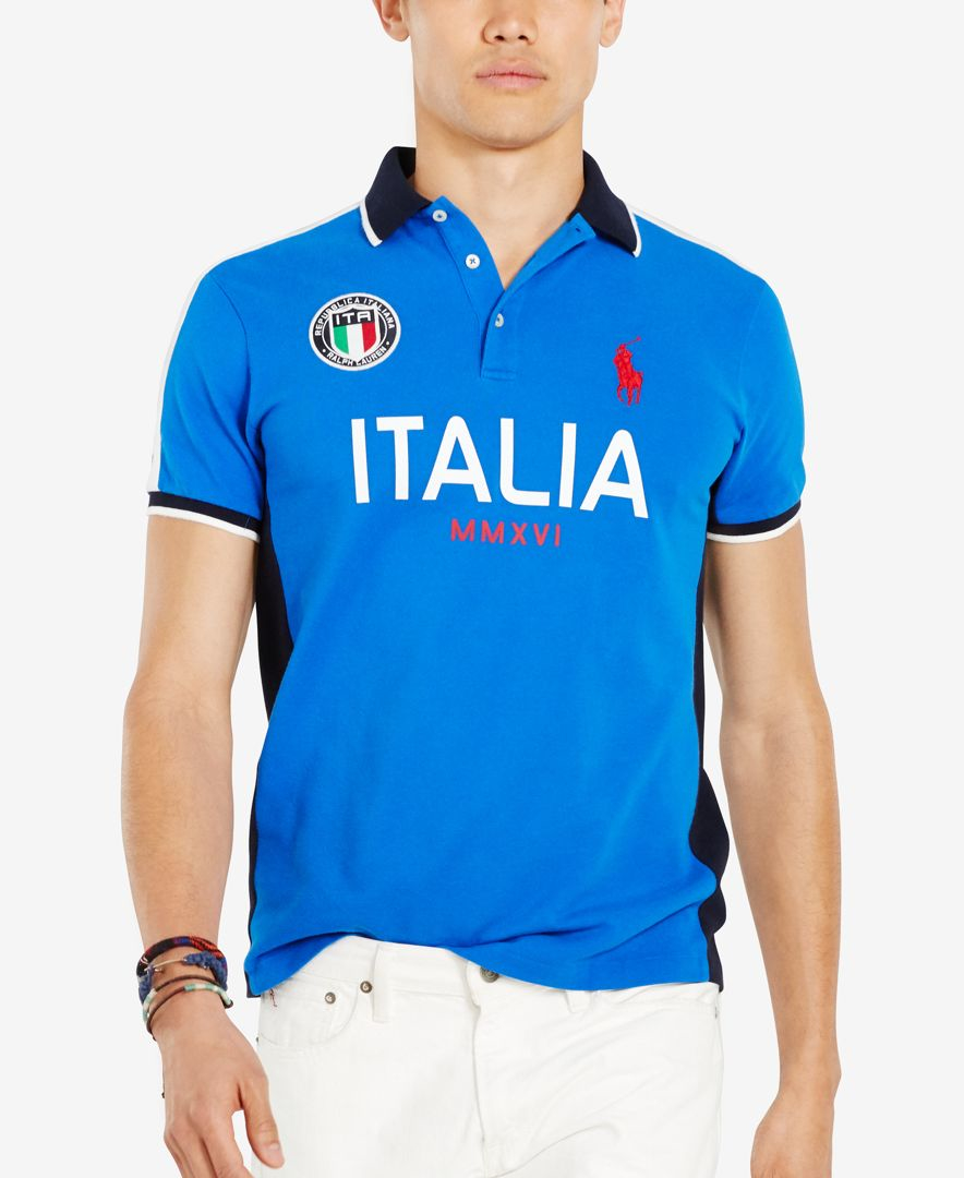 Polo Ralph Lauren Cotton Custom-fit Italia Polo Shirt in Blue for Men | Lyst