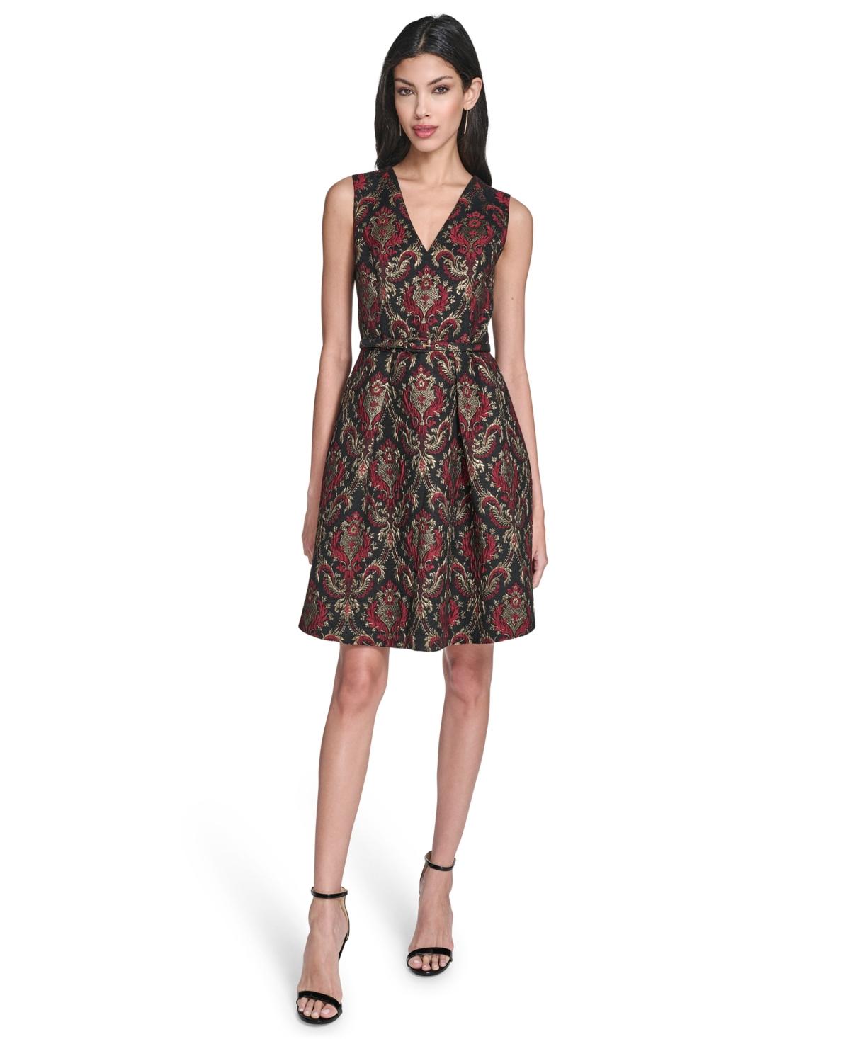 vince camuto petite brocade fit & flare dress Vince Camuto Metallic Jacquard Fit And Flare