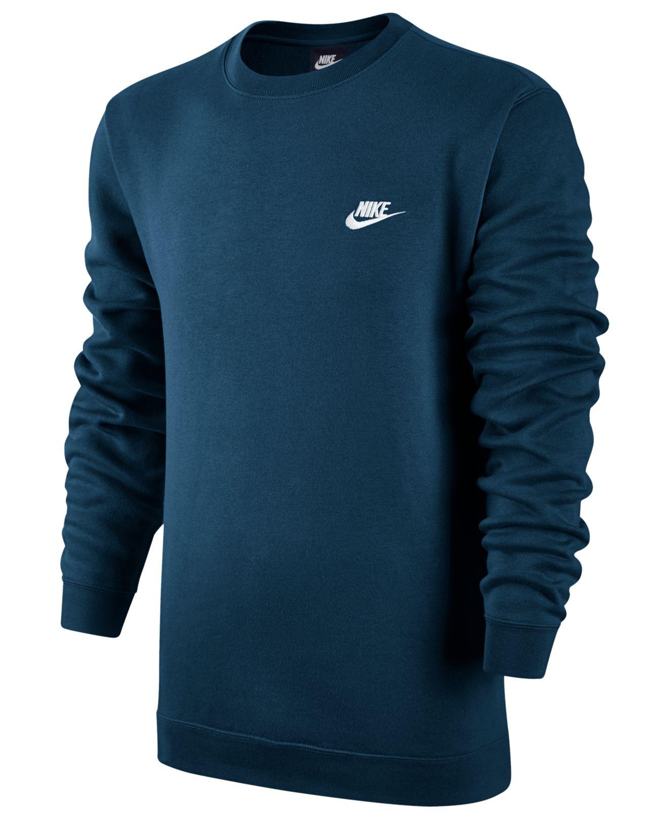 Nike Crewneck Fleece Sweatshirt in Blue for Men - Lyst
