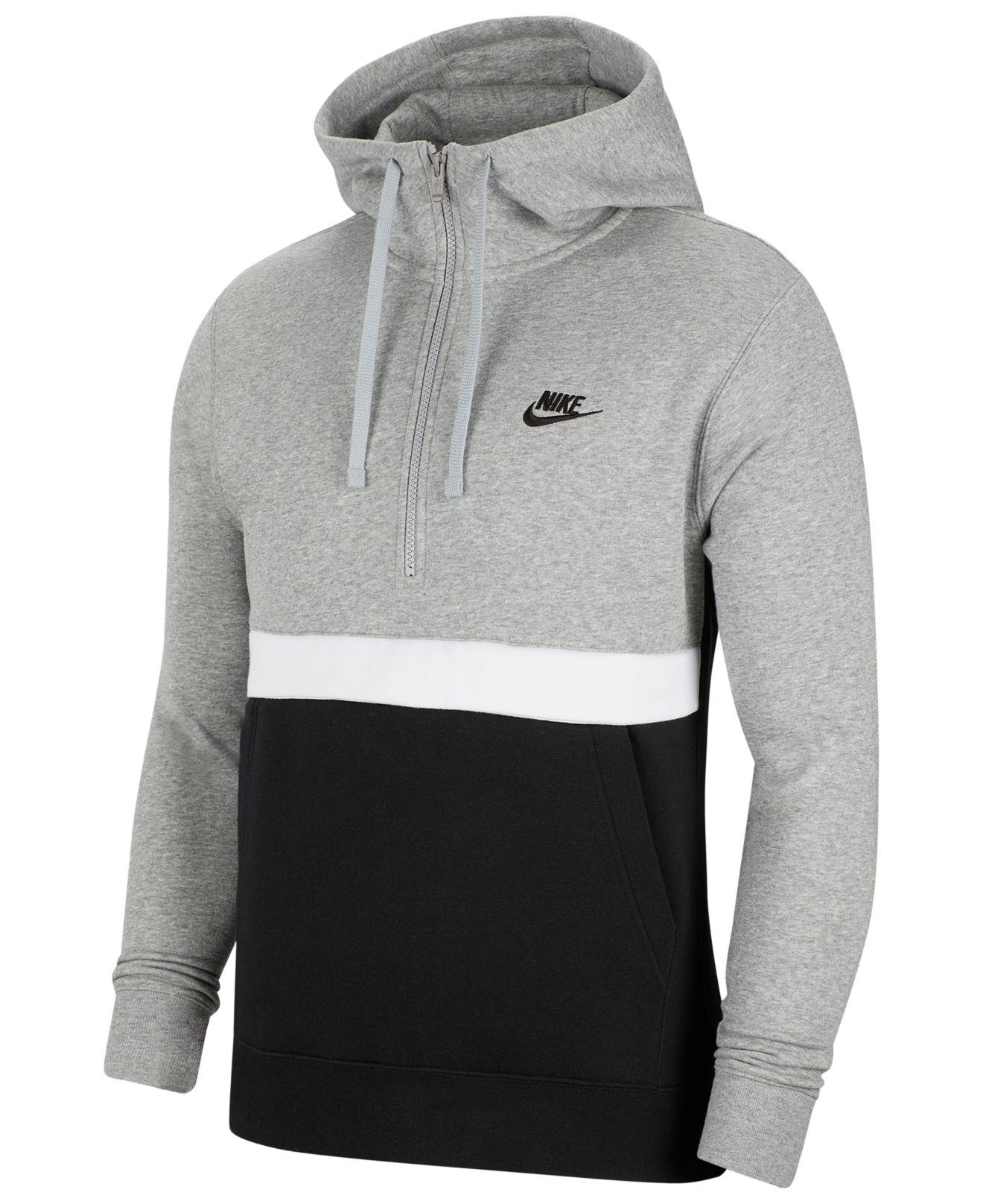 Nike Club Fleece Colorblocked Half-zip Hoodie in Gray for Men | Lyst