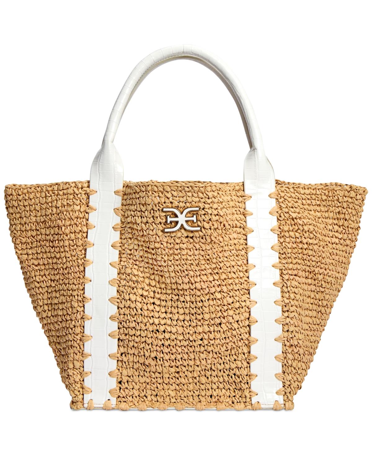 美品　法螺貝　31cm 673g Sam Edelman Marley Large Raffia Collapsible Tote Bag in White | Lyst