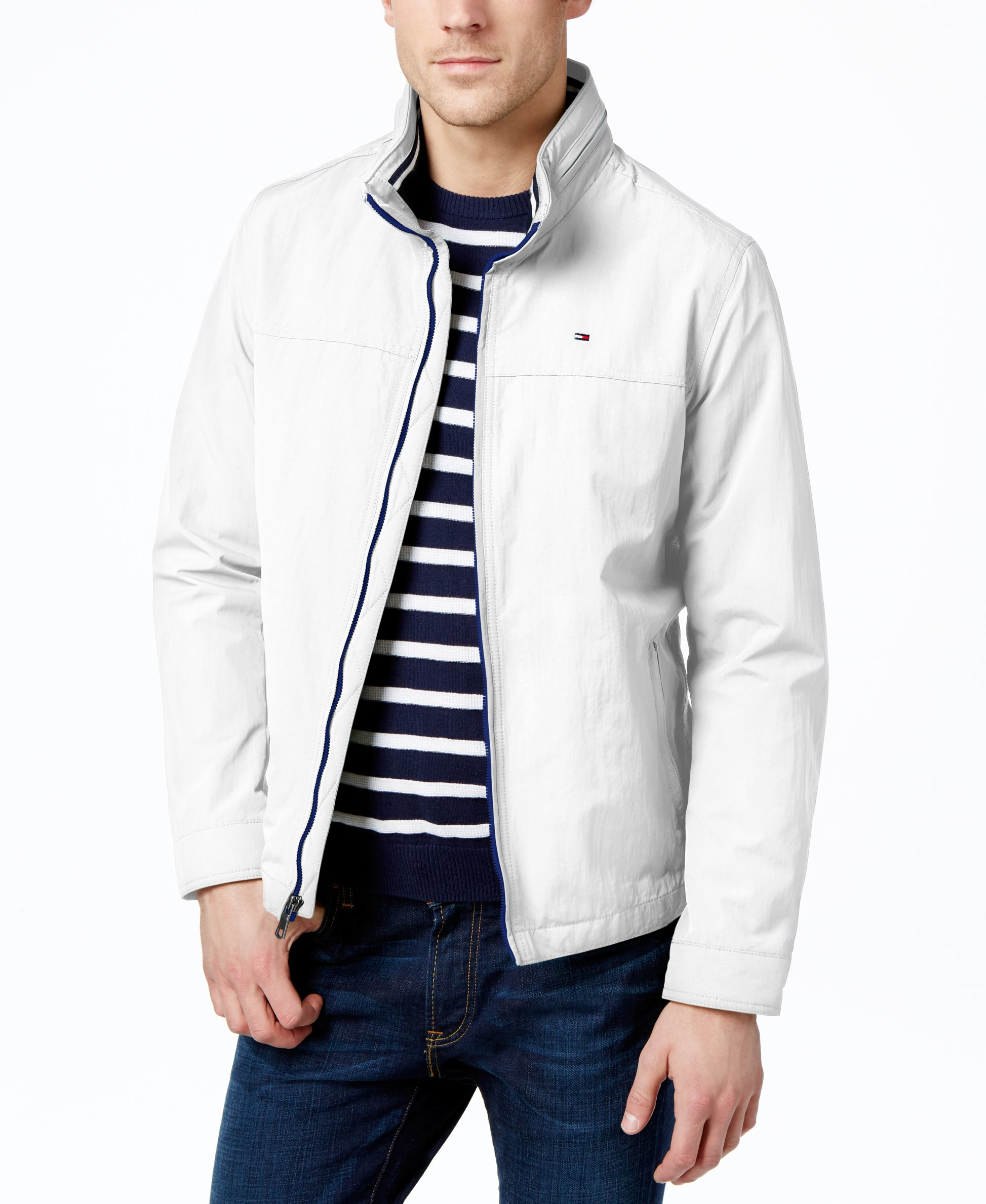 Tommy hilfiger Men's Lightweight Fullzip Standcollar Jacket in White