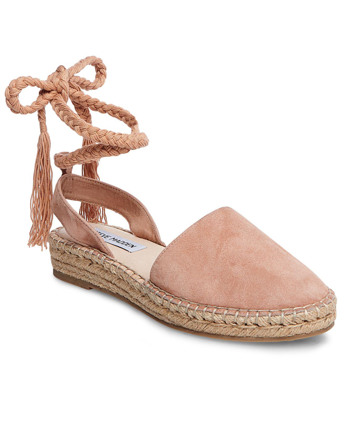 Steve Madden Mesa Espadrille Lace-up Flats in Natural | Lyst