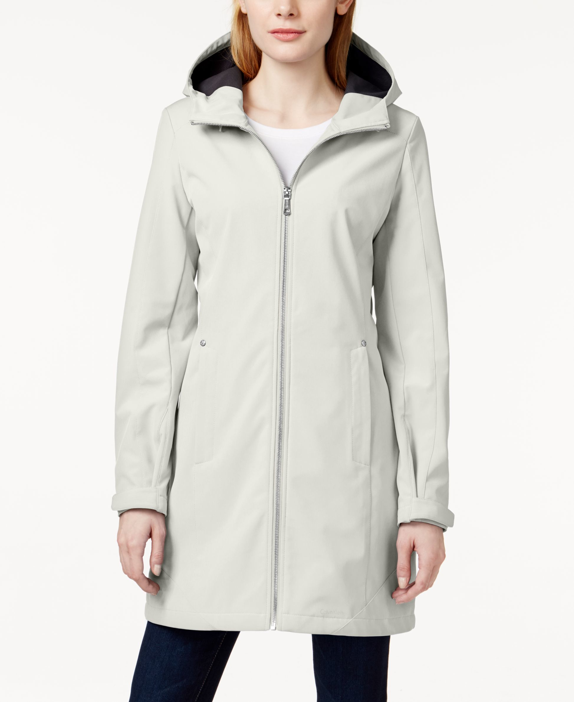 Calvin Klein Hooded Water-resistant Softshell Jacket in Gray | Lyst