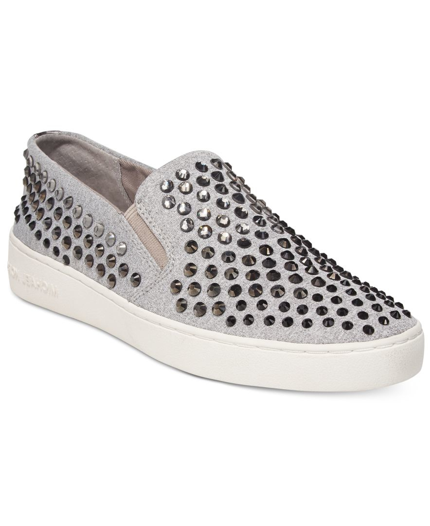 Lyst Michael Kors Michael Keaton Embellished Slipon Sneakers in Metallic