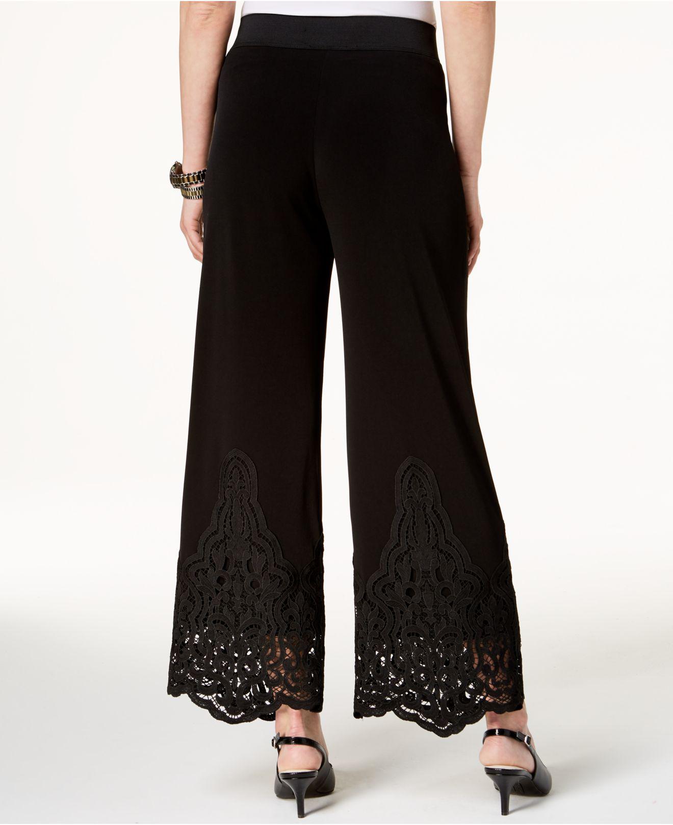 Alfani Lace-trim Pull-on Pants, Created For Macy's in Black | Lyst