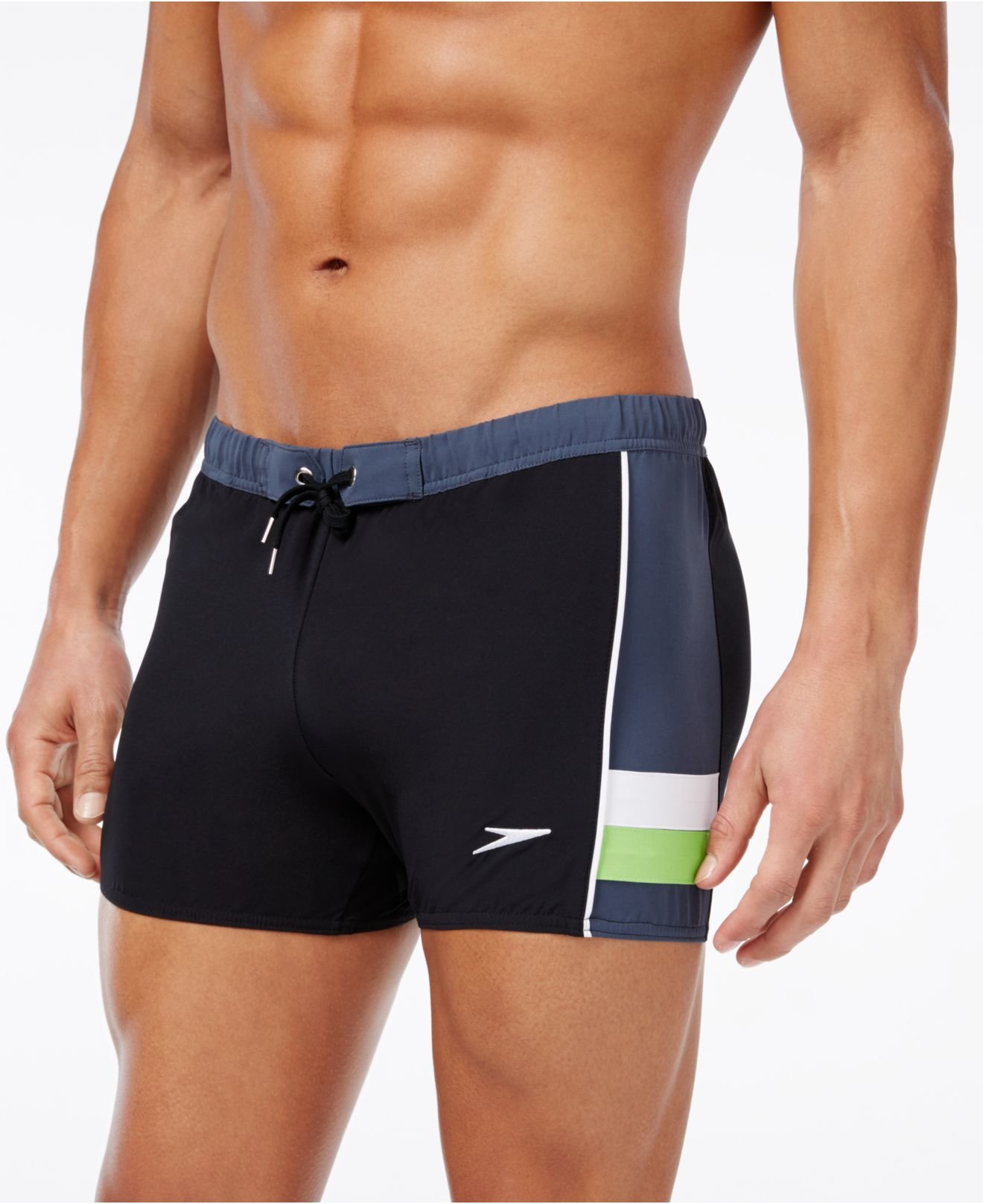 Speedo Synthetic Men's Colorblocked Squareleg Stretch Swim Trunks in