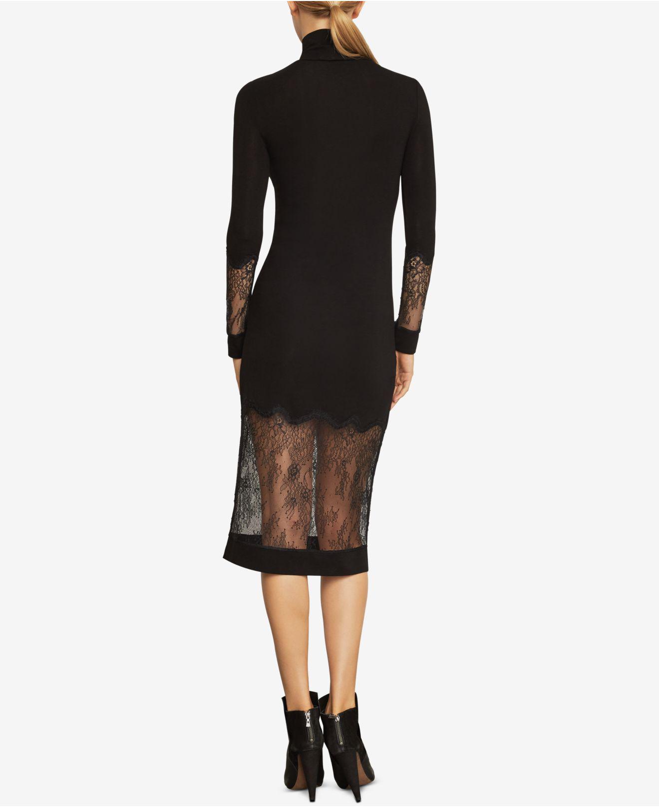 bcbg lace trimmed sheath dress