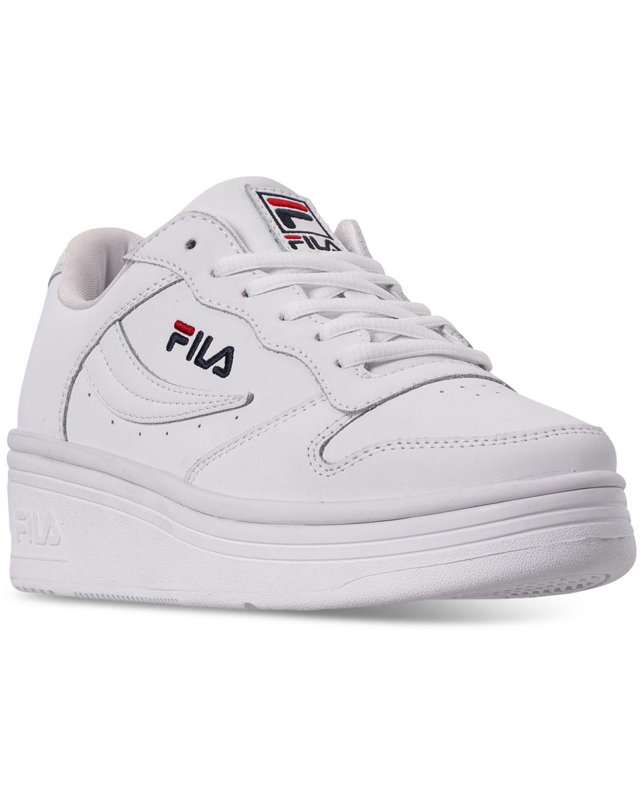 finish line sneakers on Fila Leather Wx 100 Casual Sneakers From Finish Line In White Red Navy White Lyst