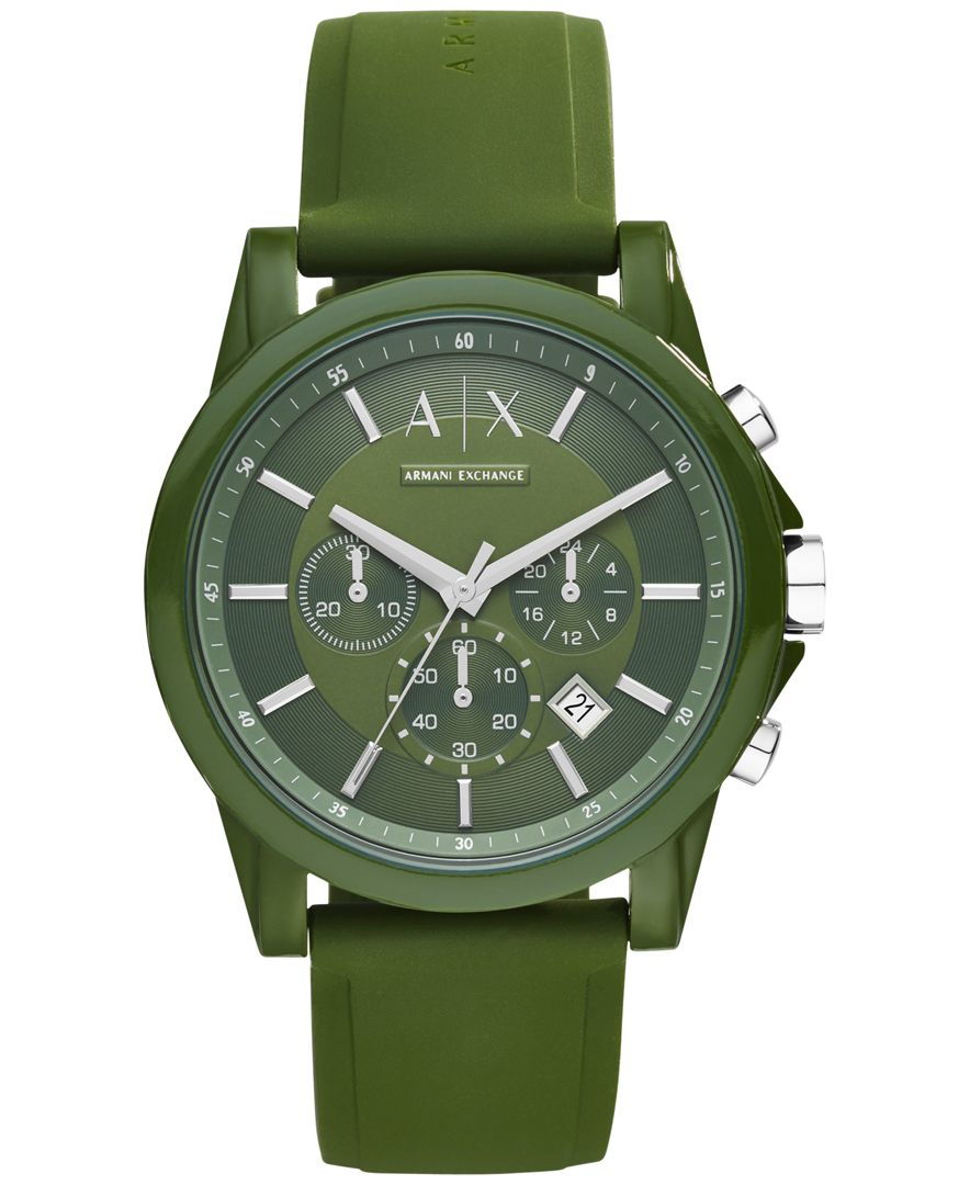 Green Silicone Strap Watch 44mm Ax1329 