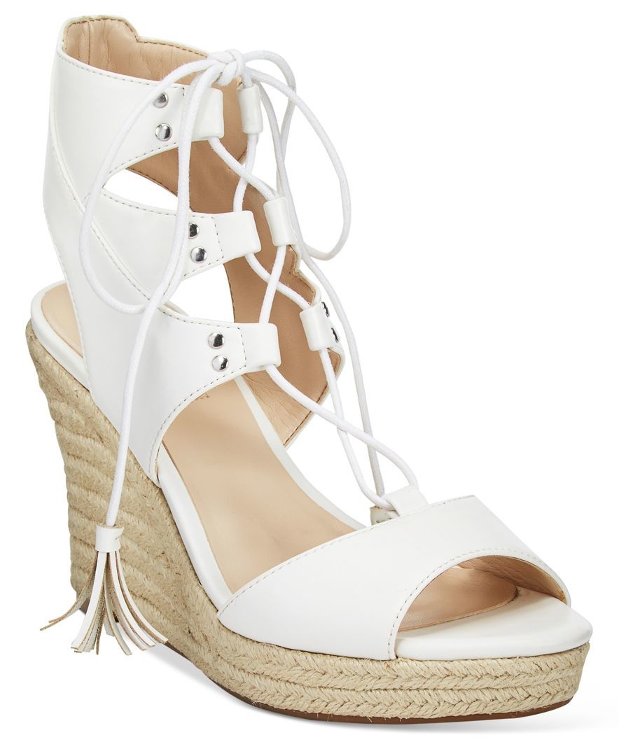 white lace up espadrille sandals