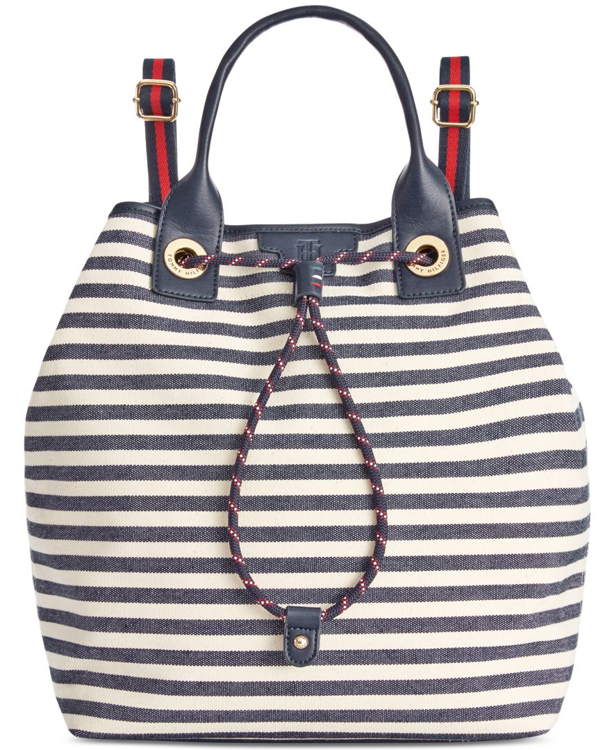 Tommy Hilfiger Adrianna Canvas Backpack in Navy/Natural (Blue) Lyst