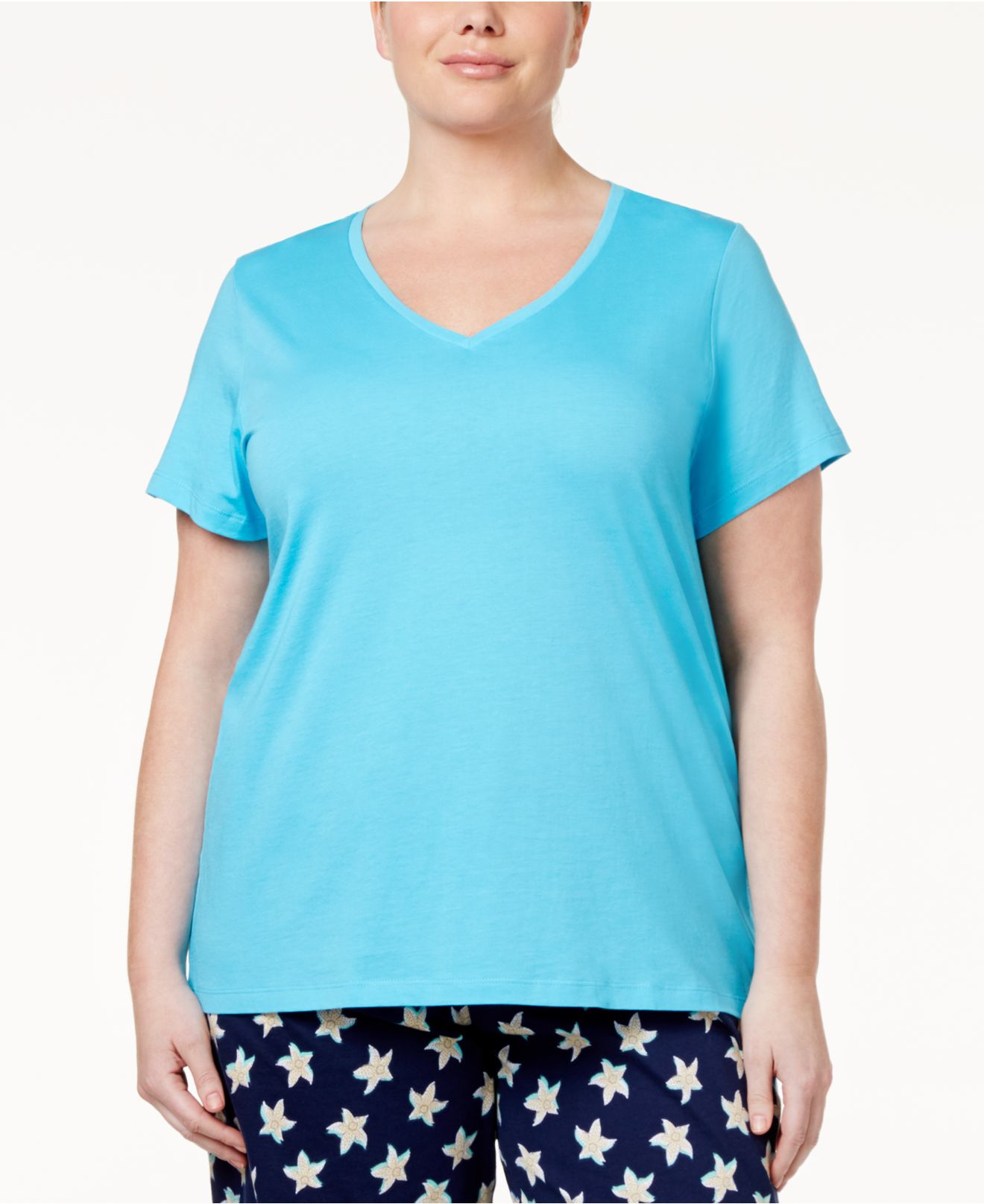 Hue Plus Size Vneck Pajama Top in Blue (Blue Atoll) Save 42 Lyst