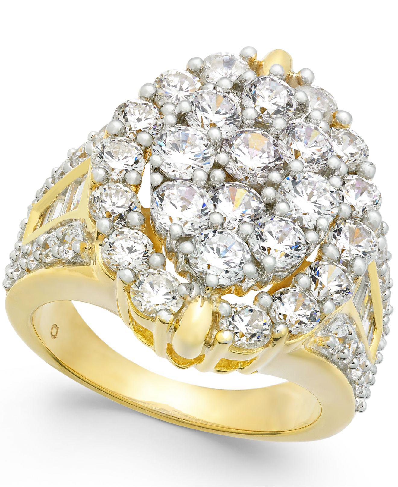  Macy s  Diamond  Oval Cluster Ring  4 Ct T w In 14k Gold  