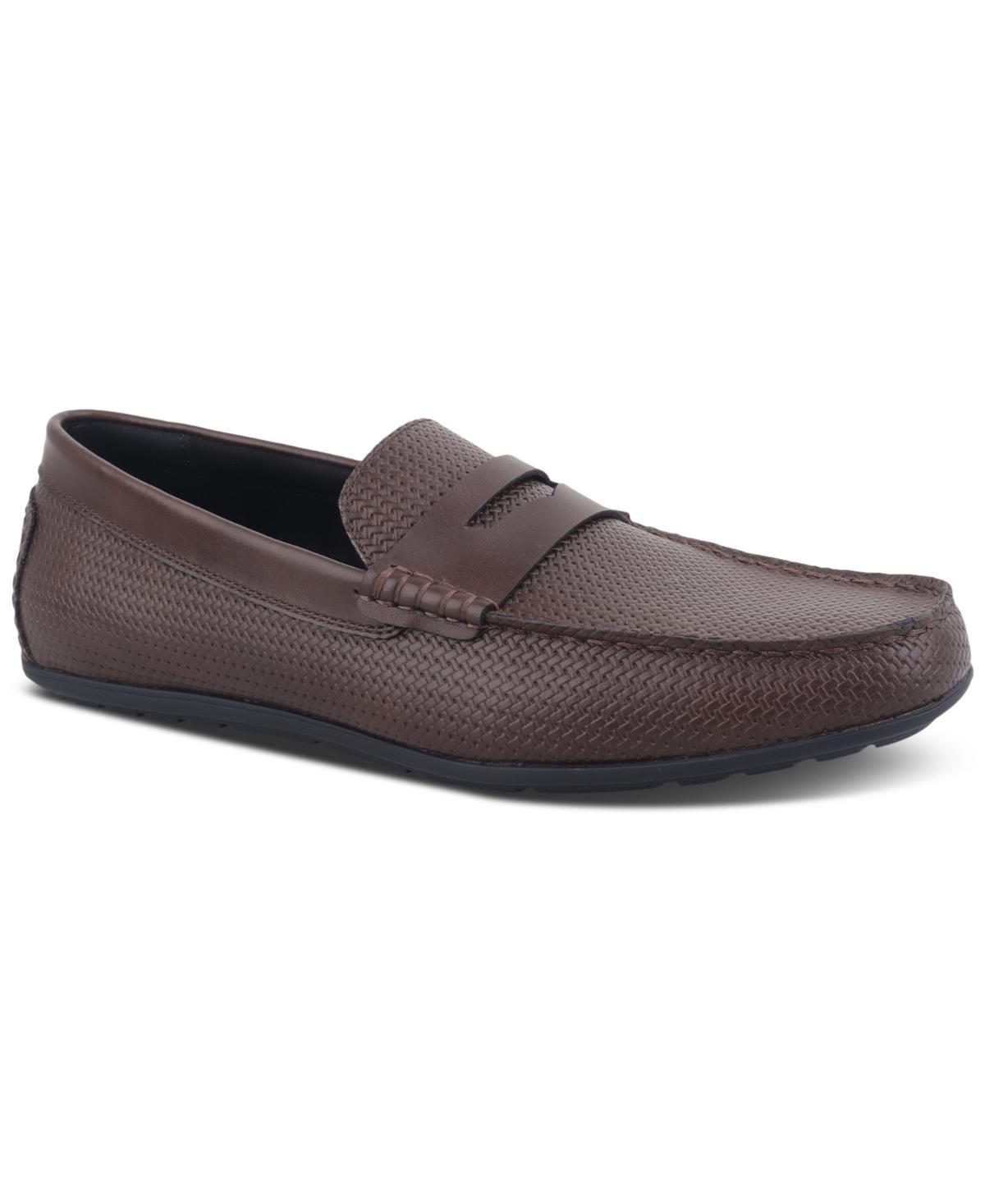 Alfani Ludlow Brown Croc Slip Ons Alfani Jennerr Genuine Leather Bit Slip On Loafers in Brown  main image 2