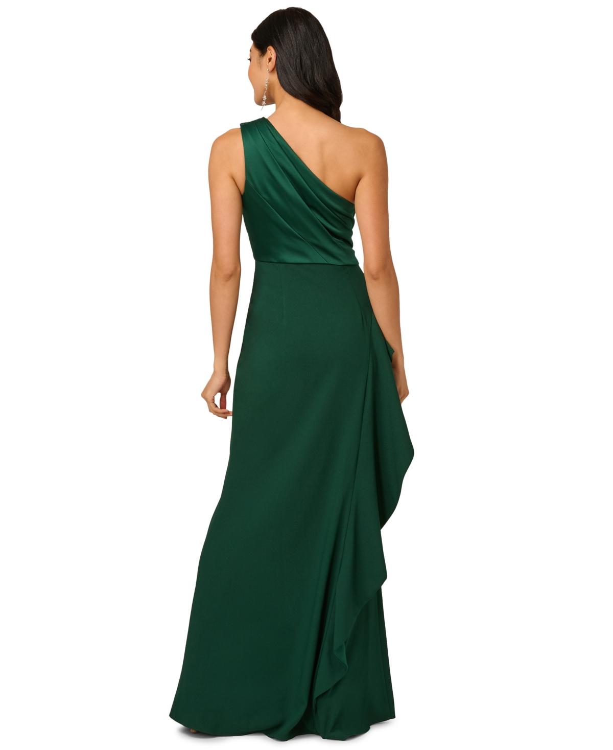 adrianna papell one shoulder dress macys Adrianna Papell Women's Metallic Jacquard One-Shoulder Dress - Sage Multi