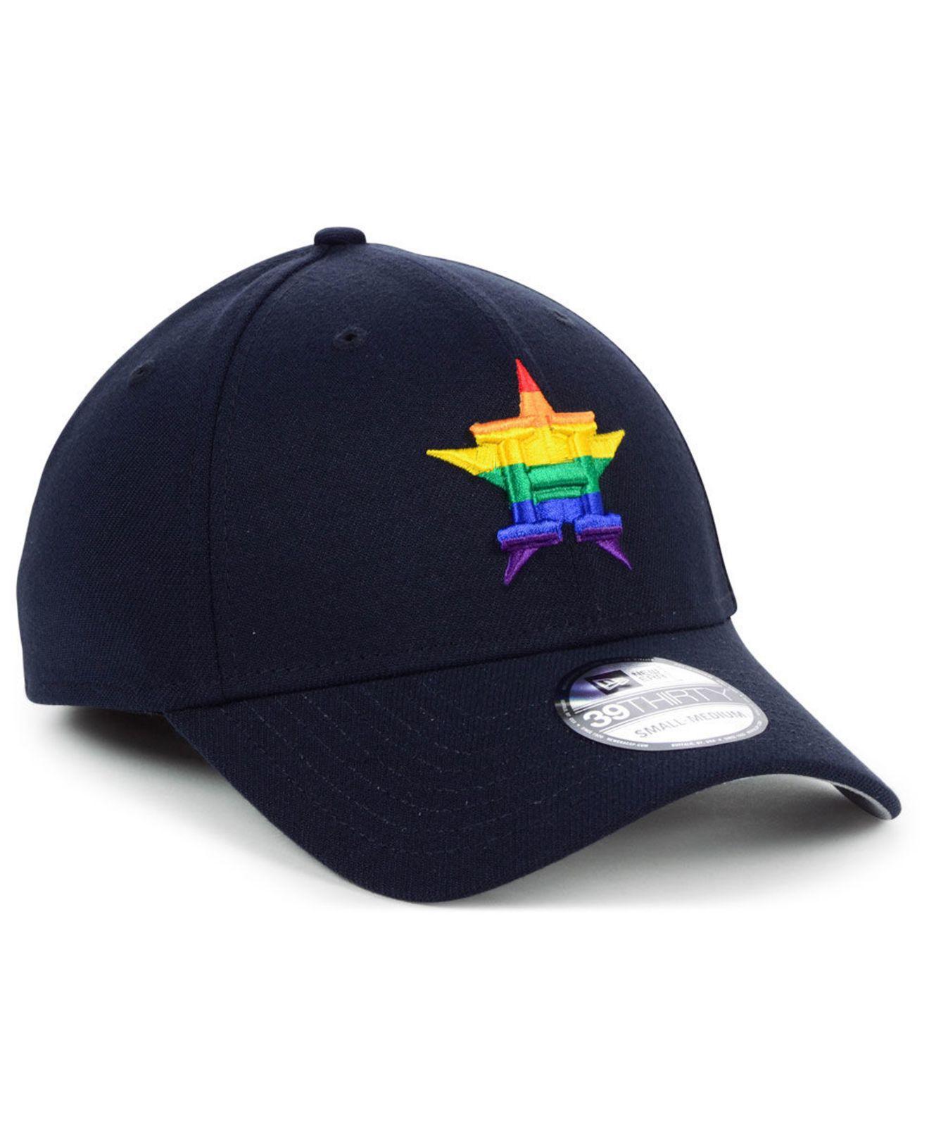 KTZ Houston Astros Pride 39thirty Stretch Fitted Cap in Blue for