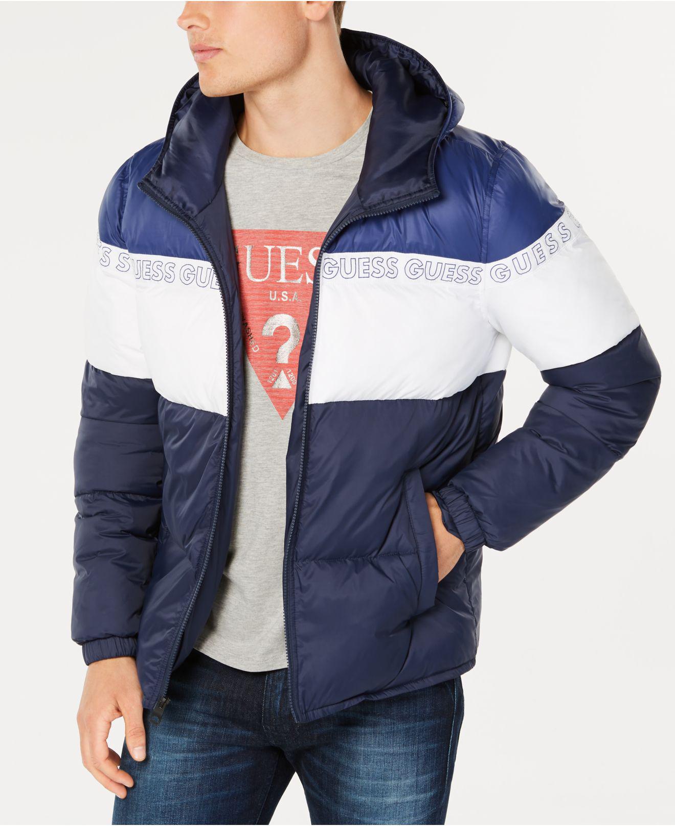 blue guess puffer coat