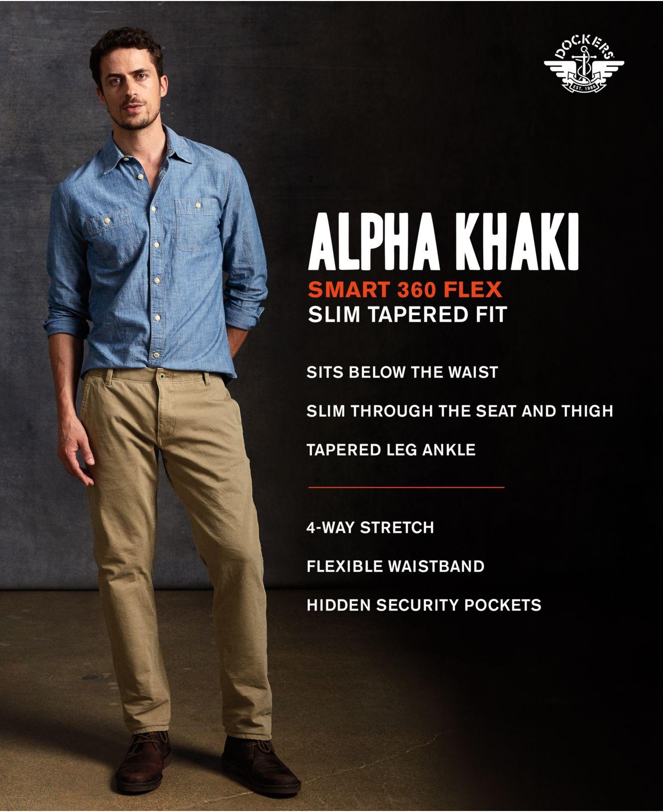 dockers alpha khaki slim tapered