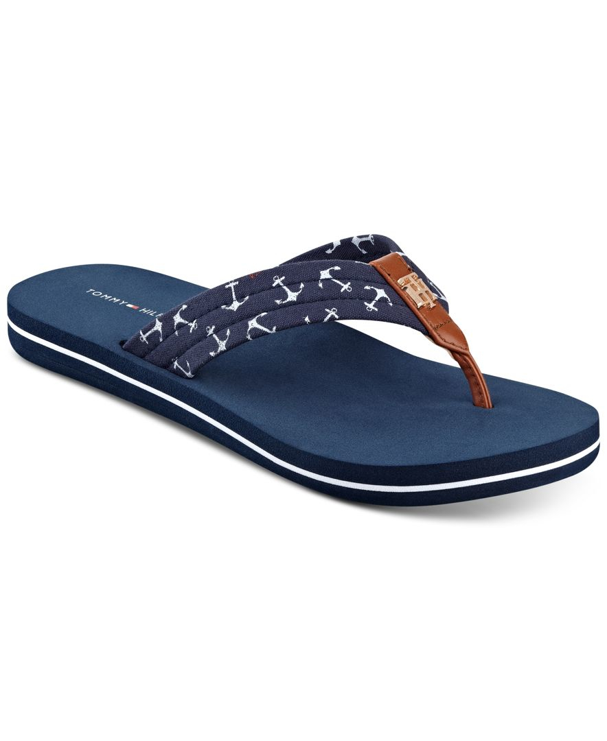Tommy Hilfiger Women's Cafe Anchors Flip-flop Sandals in Blue | Lyst