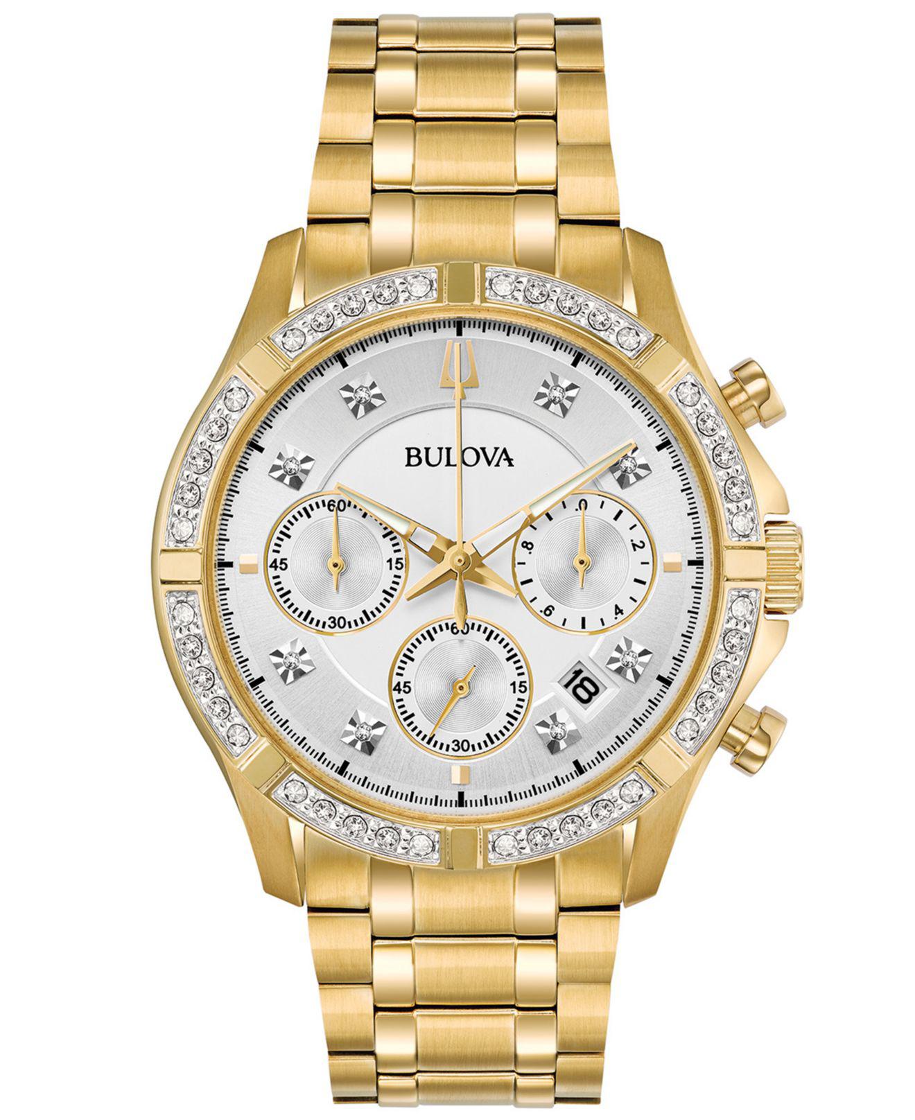 Bulova Chronograph Diamond-accent Gold-tone Stainless Steel Bracelet
