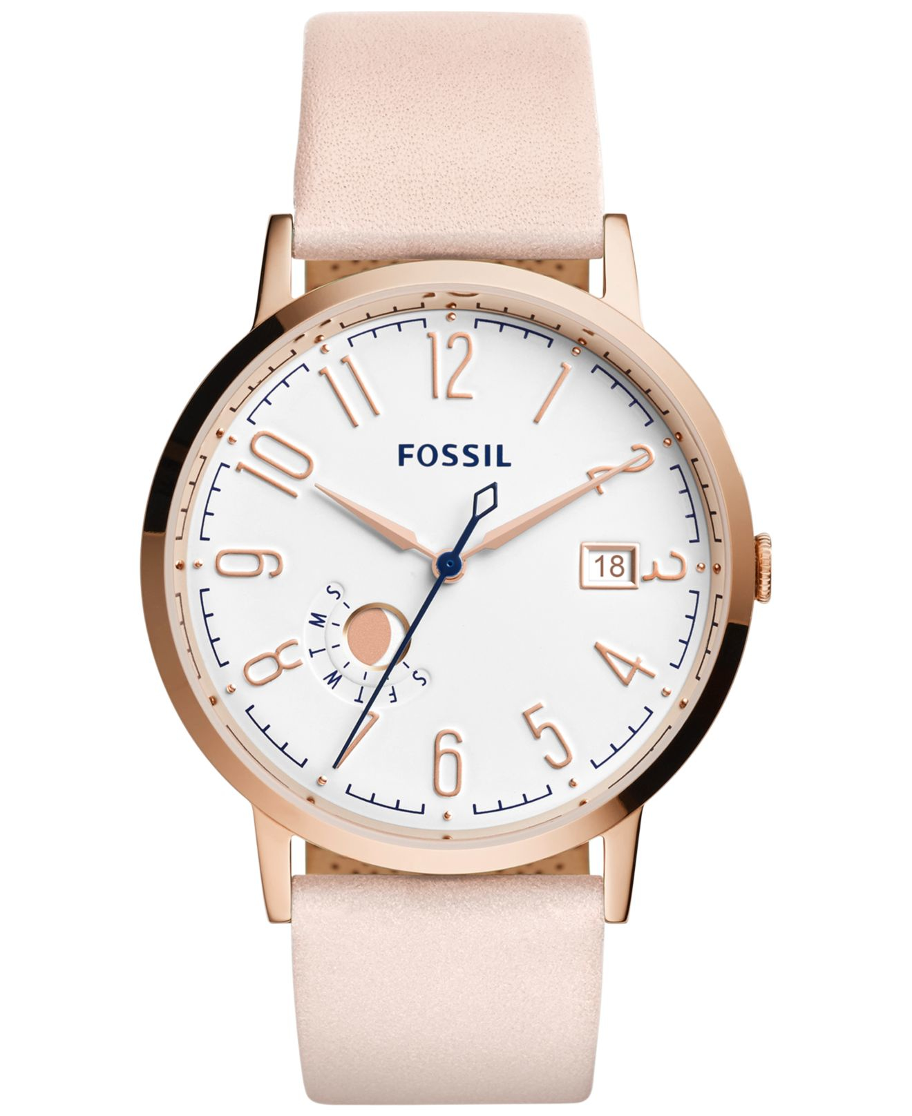 Fossil Women's Vintage Muse Blush Leather Strap Watch 40mm Es3991 in