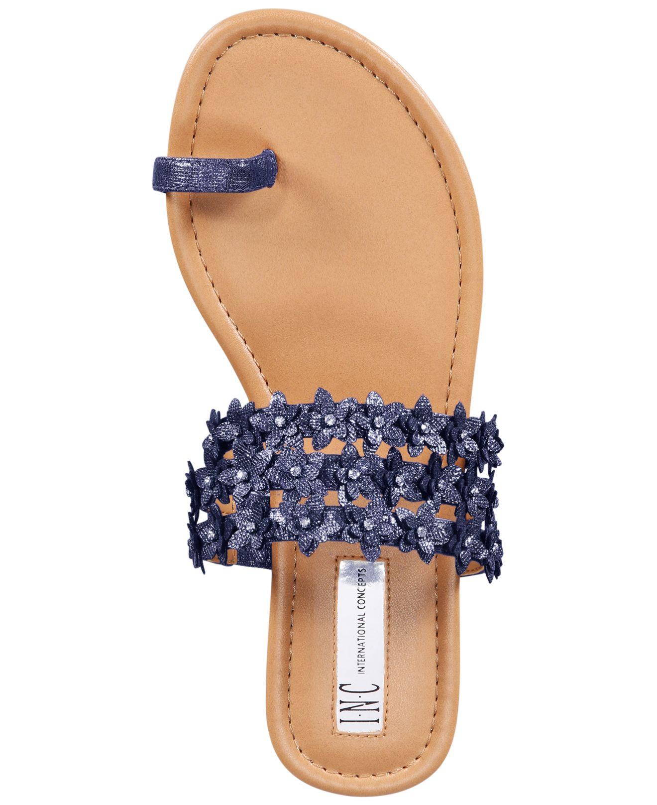 INC International Concepts Women's Linaa Embellished Flat Sandals in