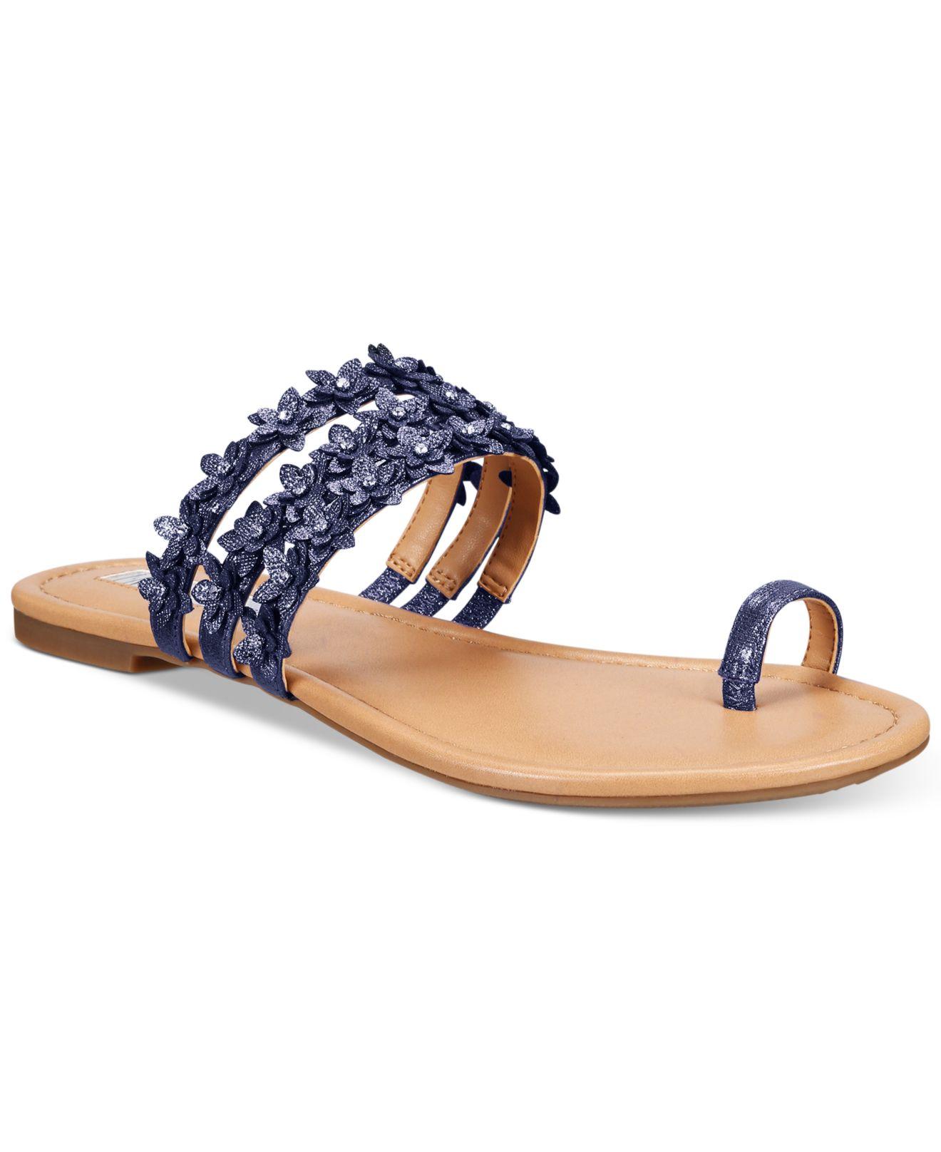INC International Concepts Women's Linaa Embellished Flat Sandals in Navy (Blue) - Lyst