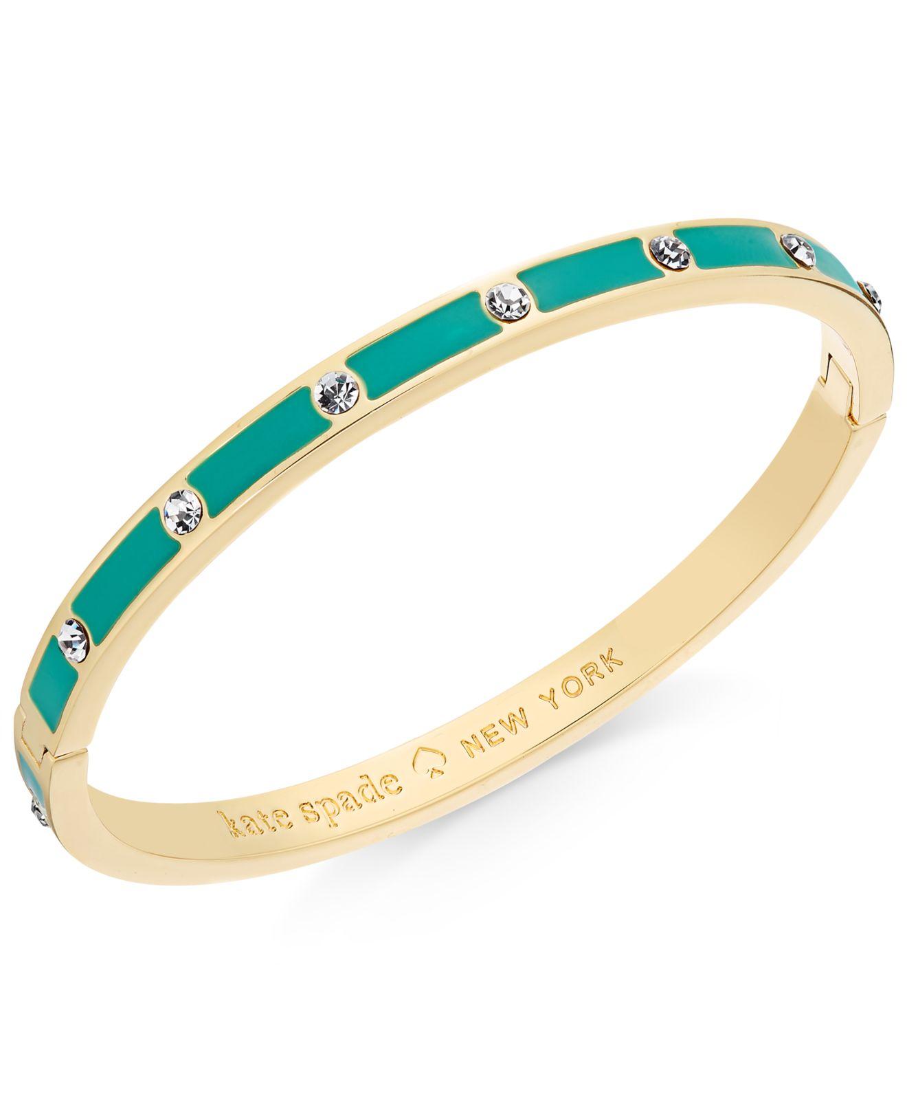 Kate Spade Goldtone Crystal Enamel Hinged Bangle Bracelet in Metallic