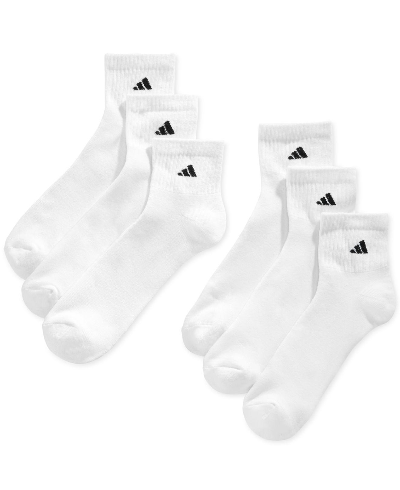 adidas Synthetic Men's Cushioned Quarter Socks, 6 Pack in White for Men ...