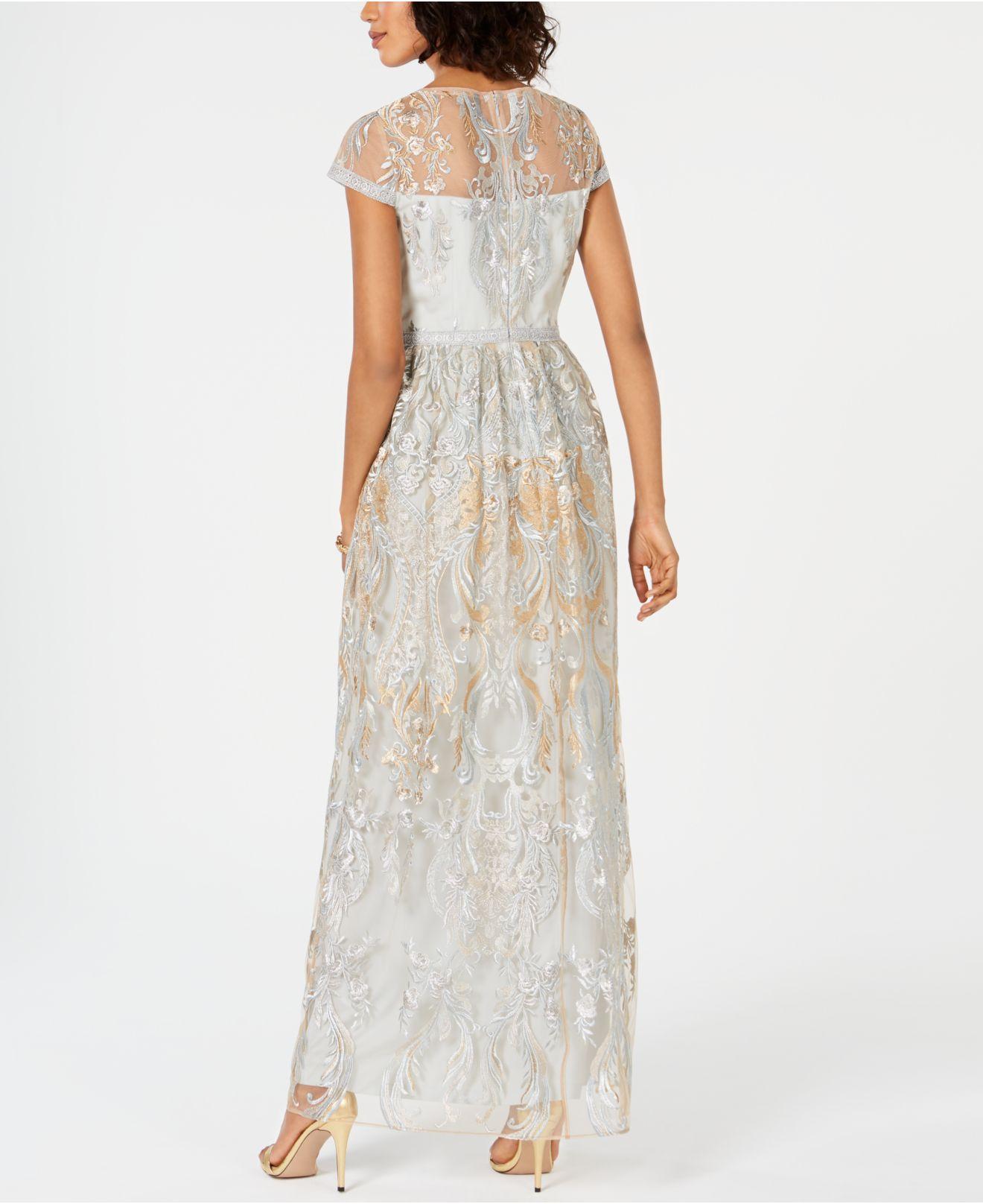 embroidered illusion gown