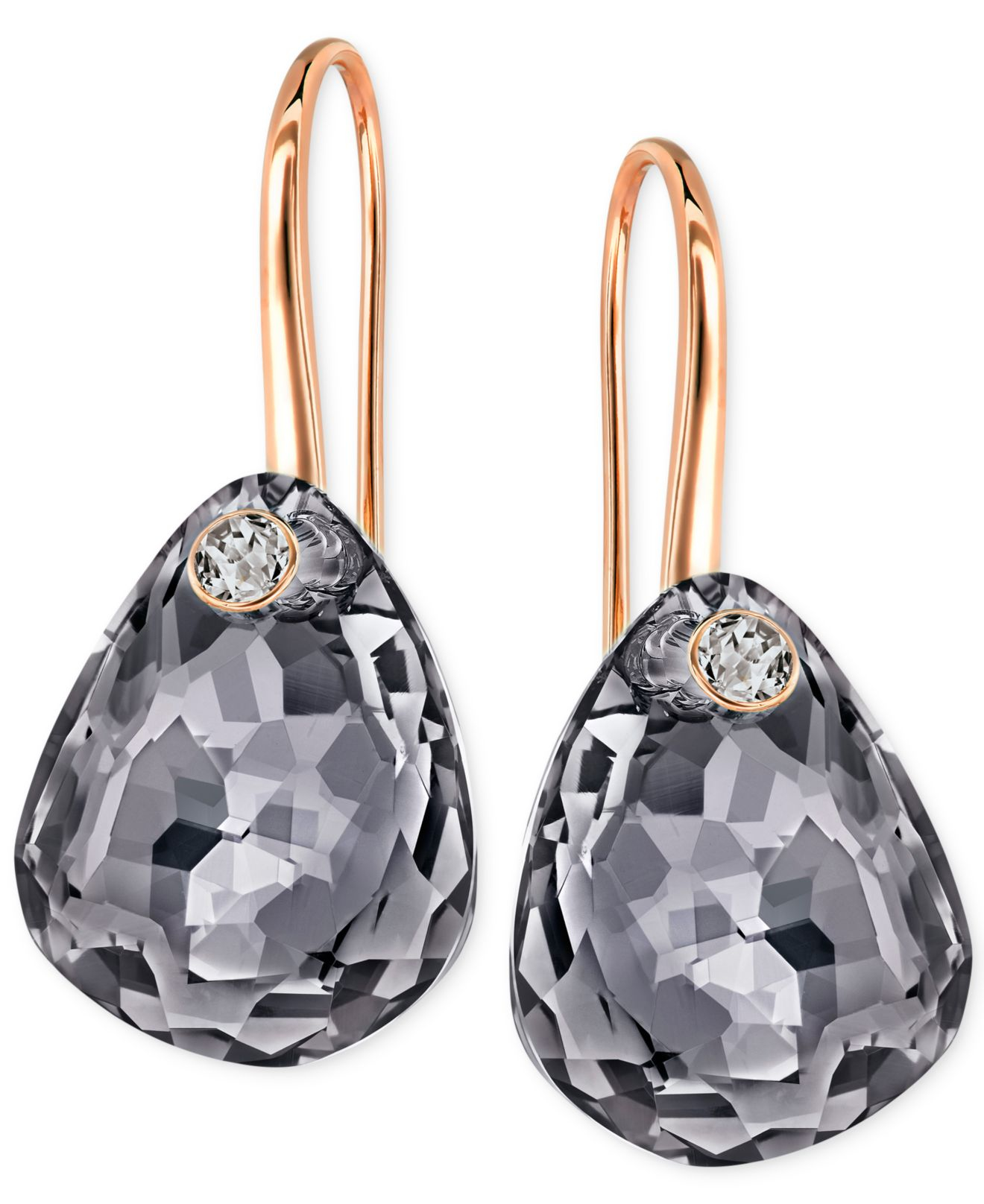 Swarovski Large Crystal Drop Earrings in Pink (Rose Gold) Lyst