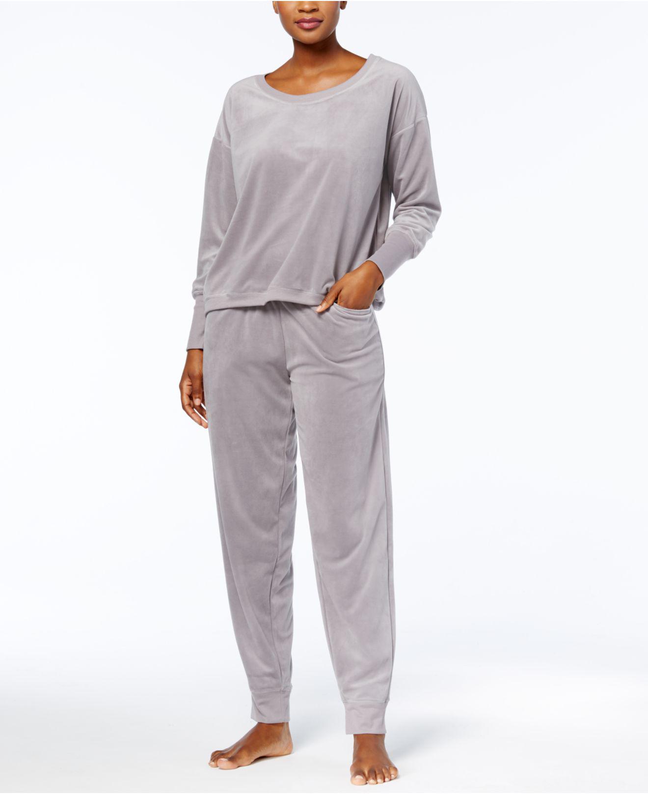 HUE Womens Fleece Pajama Bottoms Pants Silver Filigree S