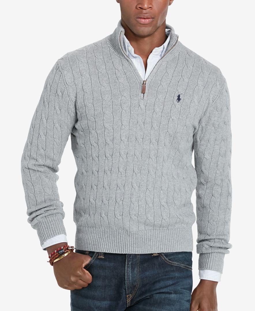 mens cable knit mock neck sweater