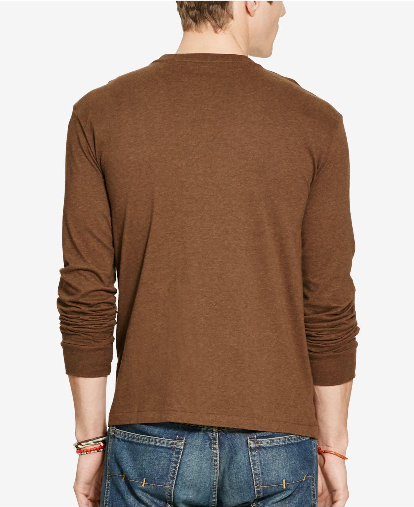 Polo Ralph Lauren Cotton Men's Long-sleeve Pocket Shirt in Brown ...