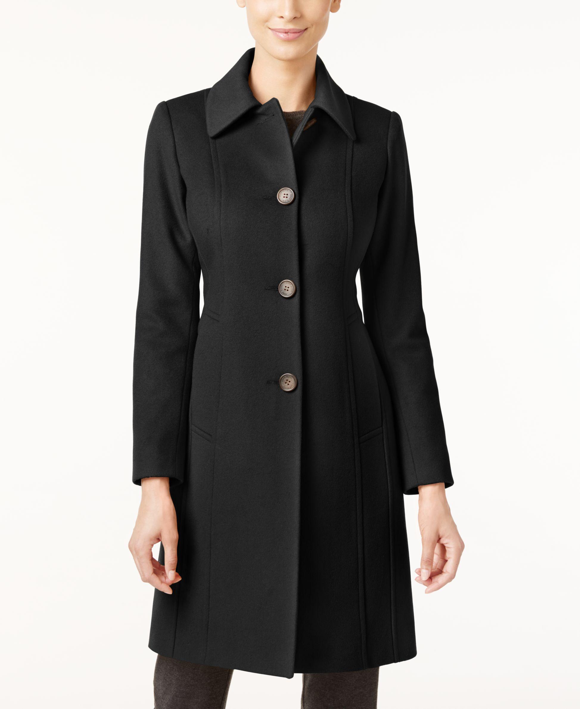 Lyst - Anne Klein Petite Wool-blend Walker Coat in Black