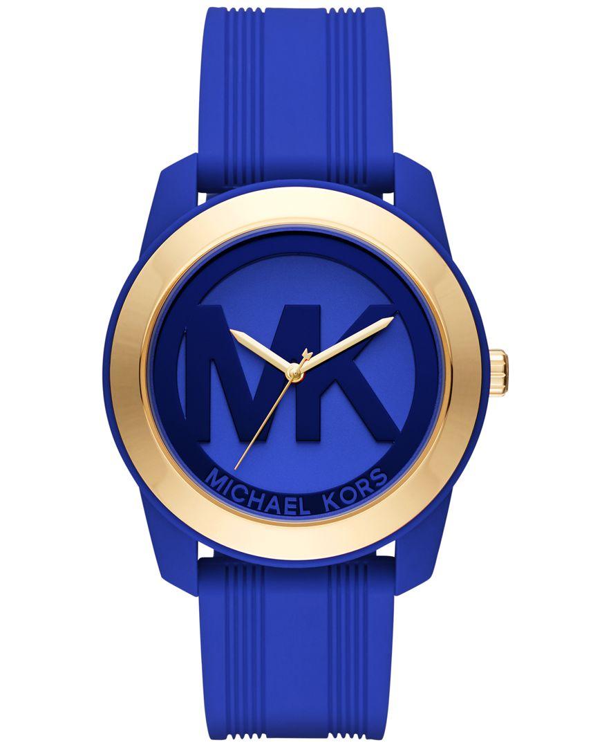 Michael Kors Women's Preston Blue Silicone Strap Watch 43mm Mk2534 | Lyst